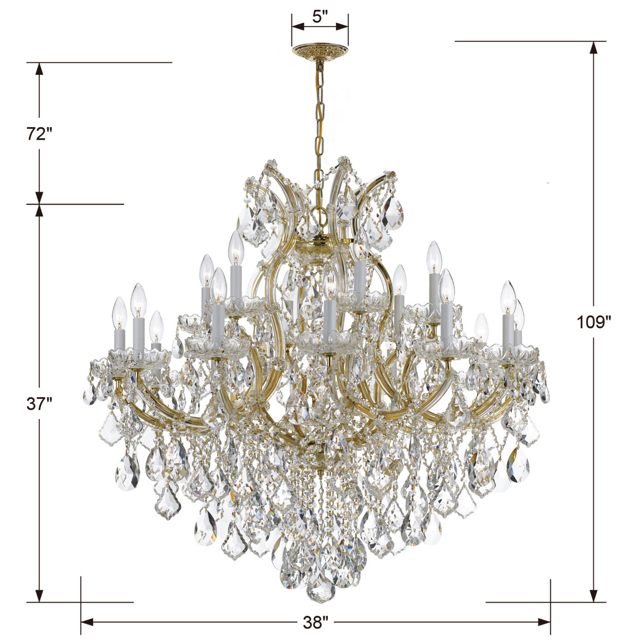 Maria Theresa 38'' Italian Crystal Gold Chandelier Gold 38"W x 37"H x 38"D