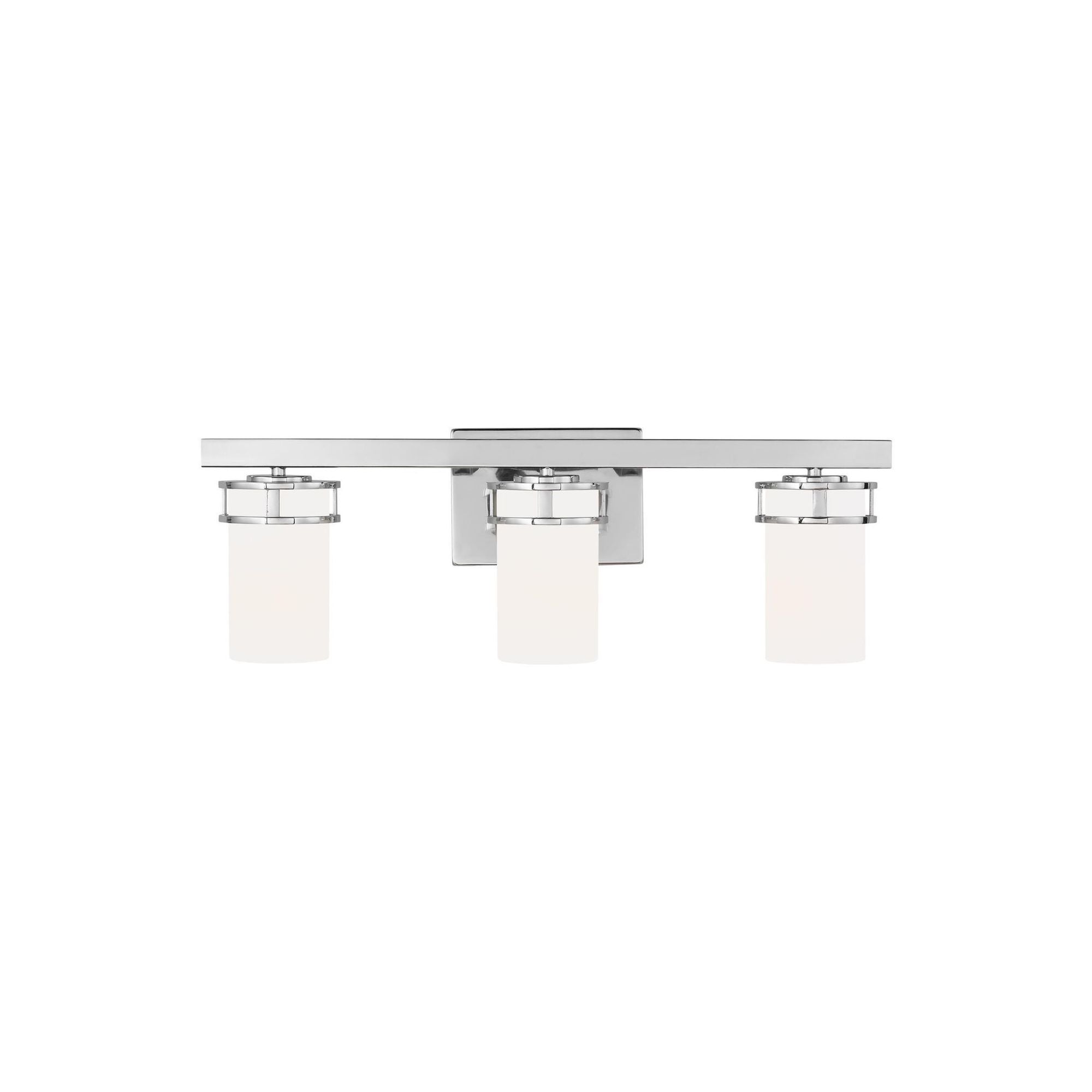 Robie Three Light Wall / Bath LED Transitional Fixture 24" Width 8.125" Height Steel Round Etched White Inside Shade in Chrome