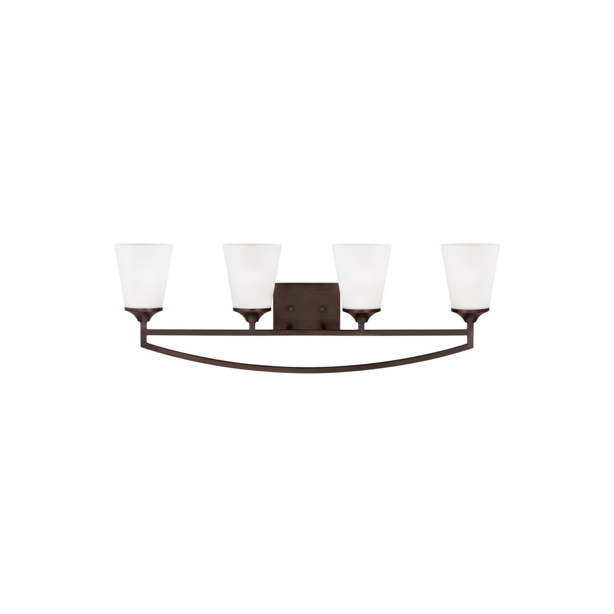 Hanford Four Light Wall / Bath LED Transitional Fixture 33.5" Width 11.25" Height Steel Round Satin Etched Shade in Bronze