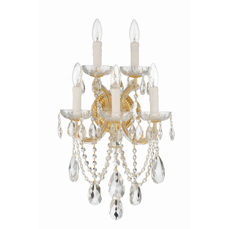 Maria Theresa 5 Light Hand Cut Crystal Gold Sconce