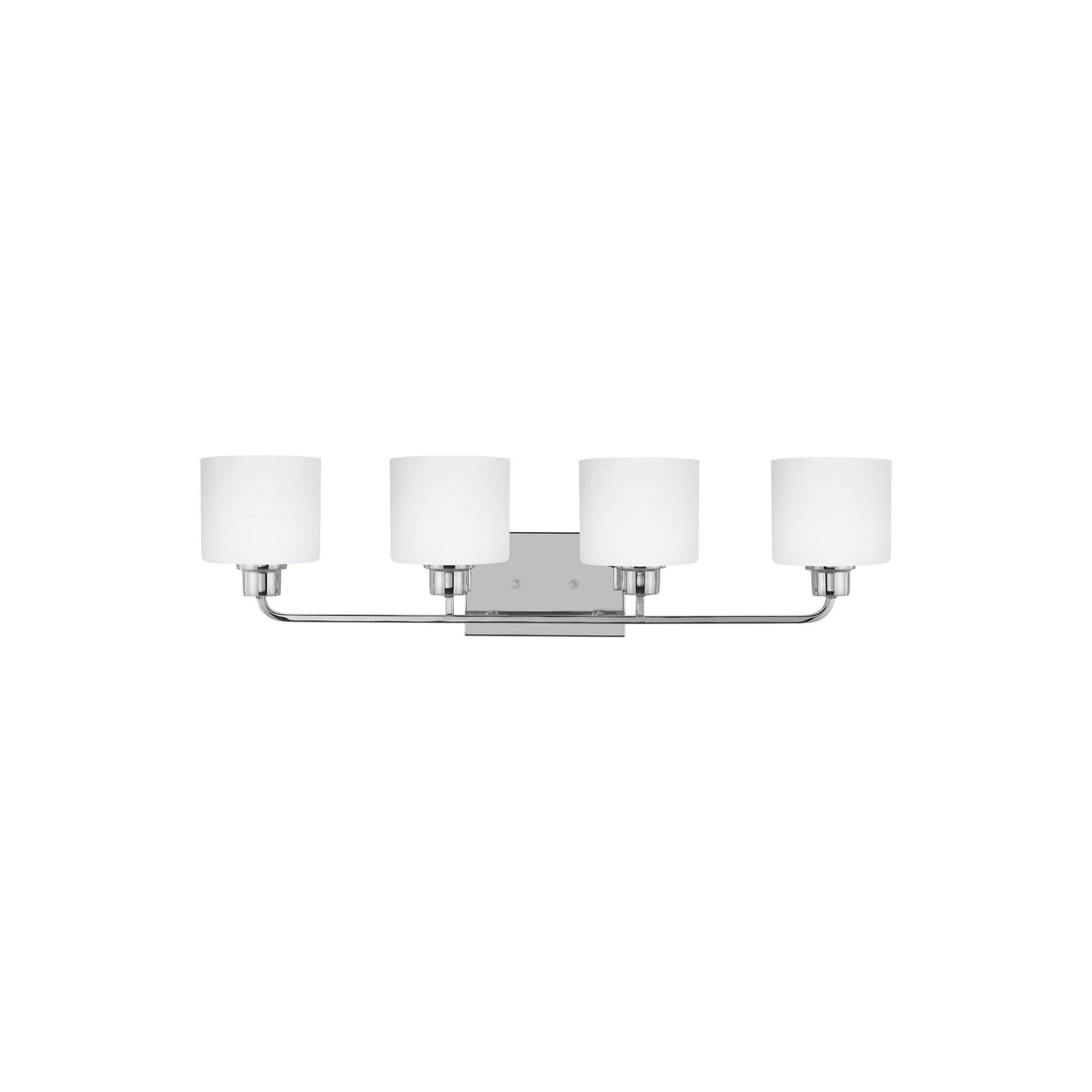 Canfield Four Light Wall / Bath LED Modern Fixture 31.875" Width 8.375" Height Steel Round Etched White Inside Shade in Chrome