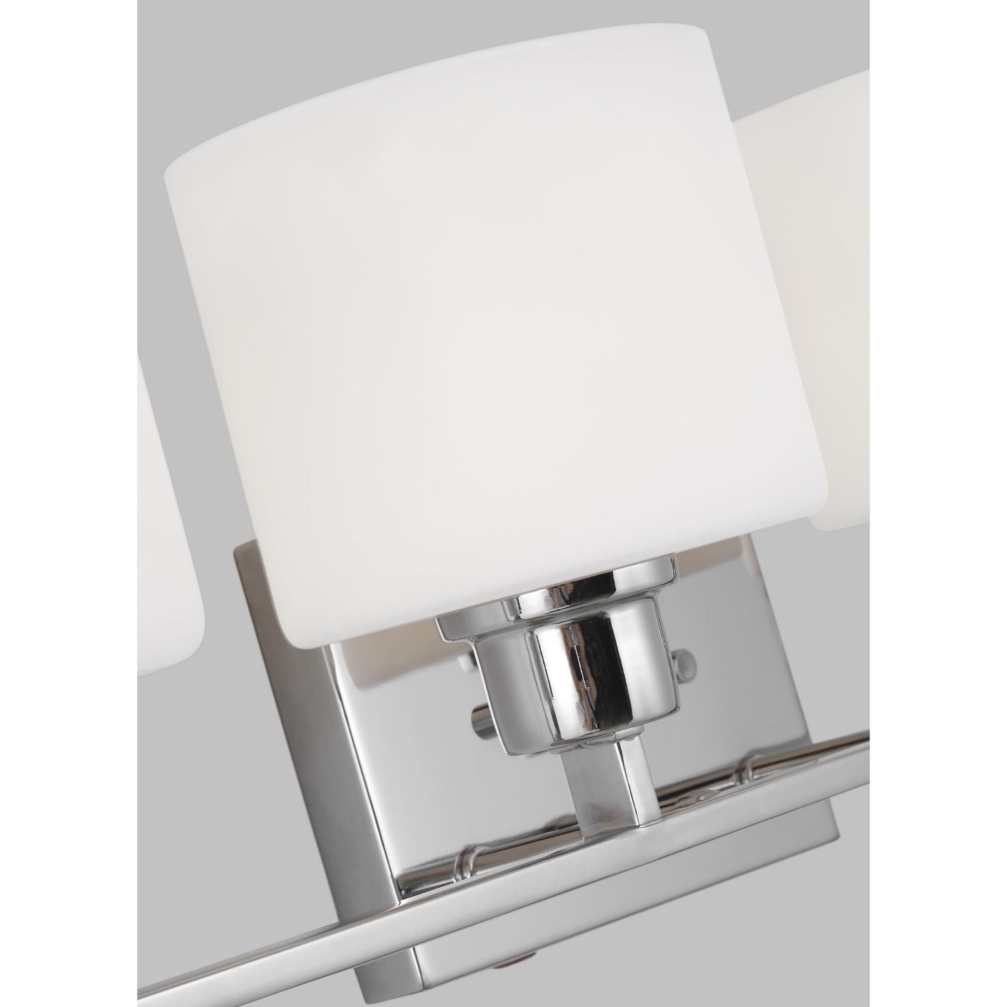 Canfield Four Light Wall / Bath LED Modern Fixture 31.875" Width 8.375" Height Steel Round Etched White Inside Shade in Chrome