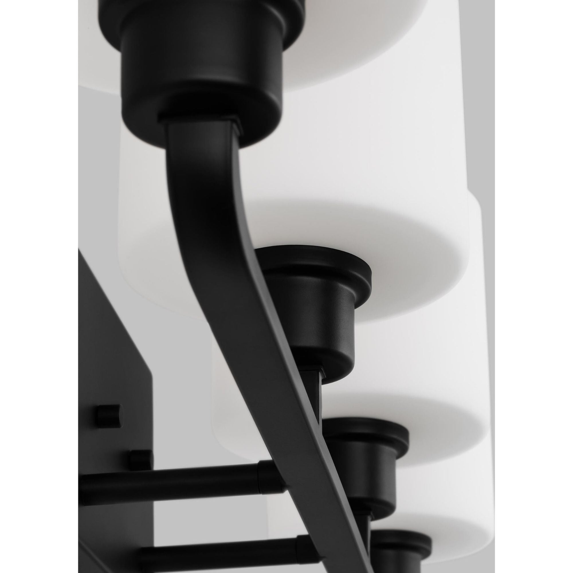 Canfield Four Light Wall / Bath LED Modern Fixture 31.875" Width 8.375" Height Steel Round Etched White Inside Shade in Midnight Black