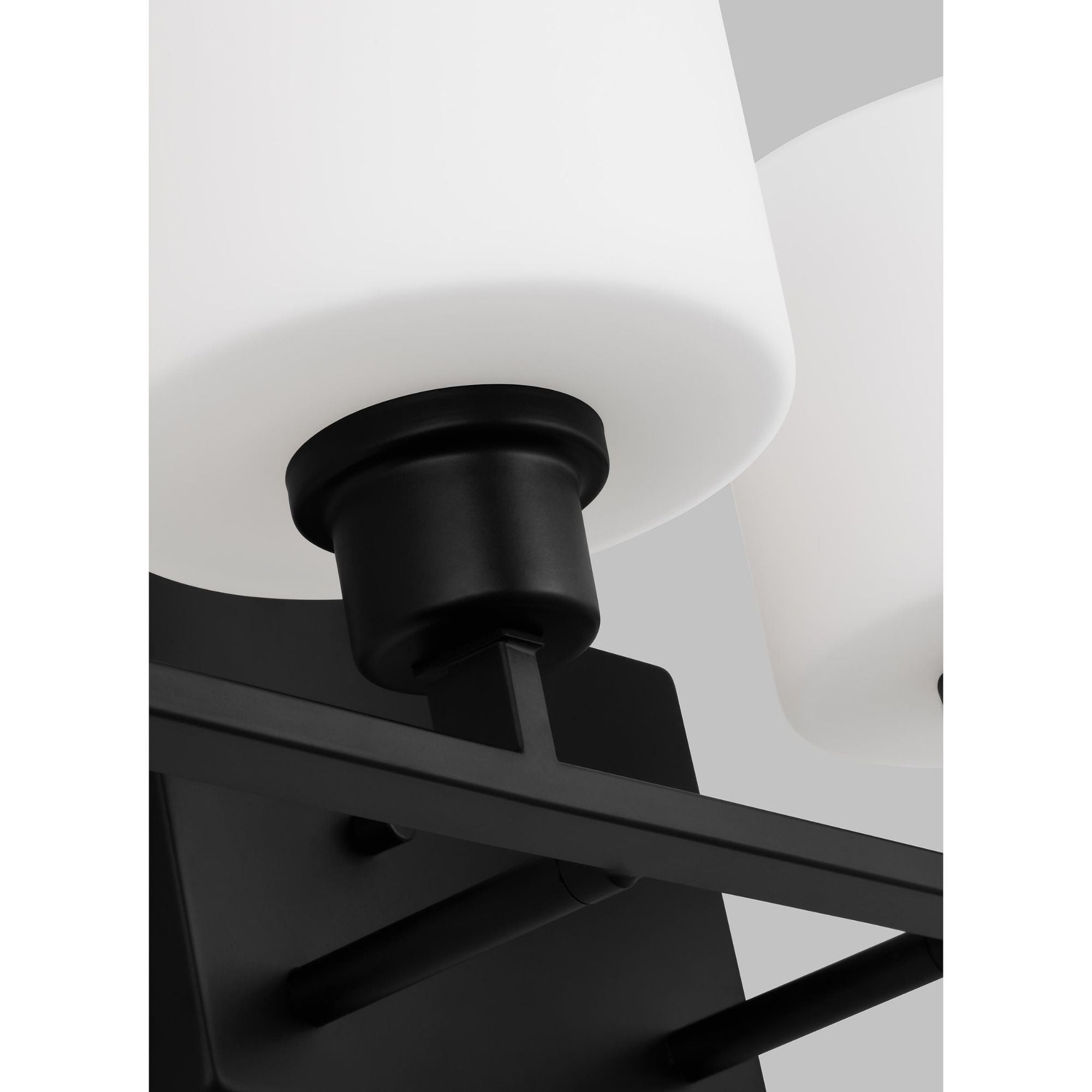 Canfield Four Light Wall / Bath LED Modern Fixture 31.875" Width 8.375" Height Steel Round Etched White Inside Shade in Midnight Black