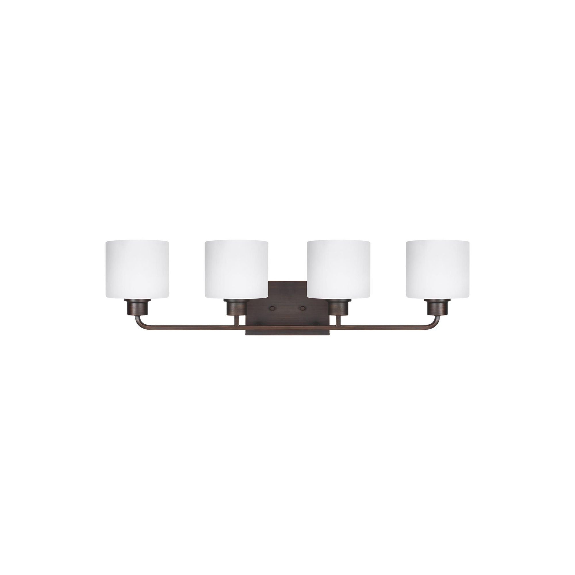 Canfield Four Light Wall / Bath LED Modern Fixture 31.875" Width 8.375" Height Steel Round Etched White Inside Shade in Bronze