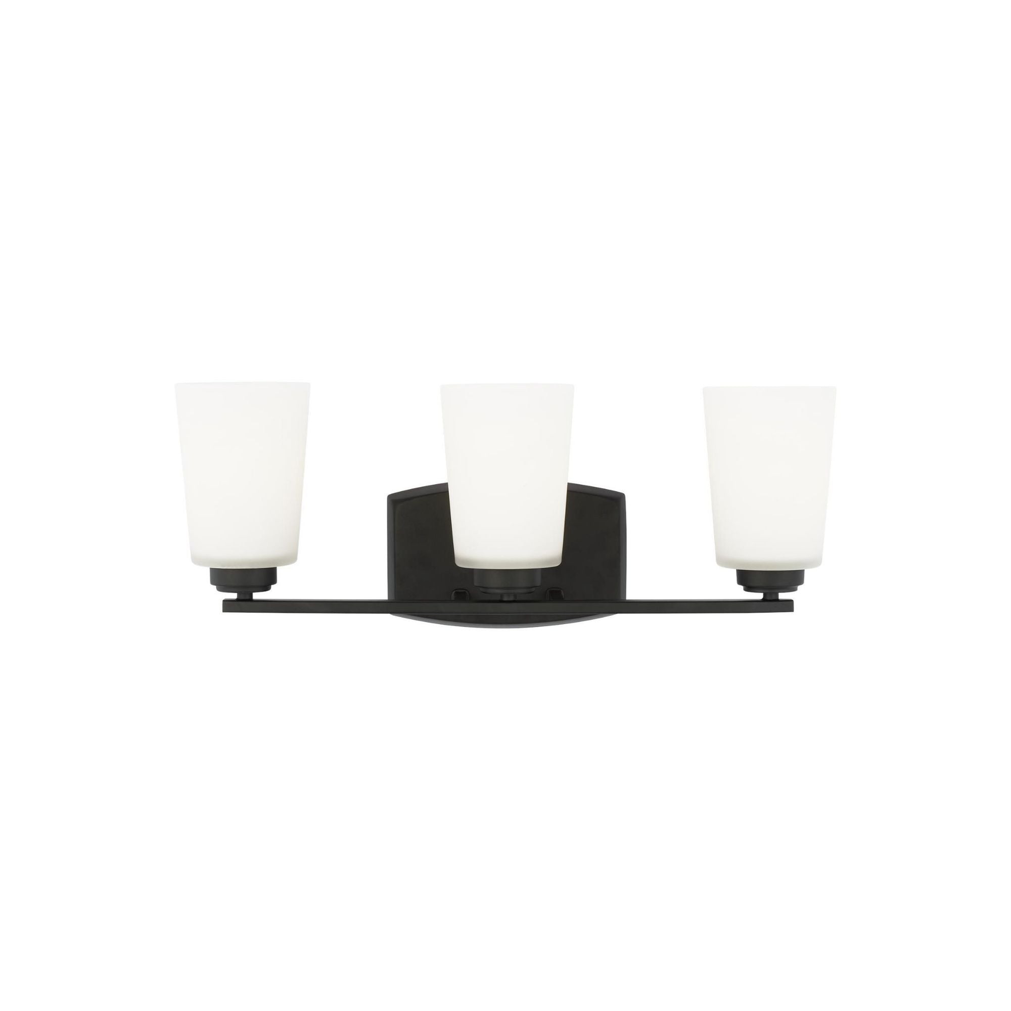Franport Three Light Wall / Bath LED Traditional Fixture 21" Width 8.25" Height Steel Round Etched White Inside Shade in Midnight Black