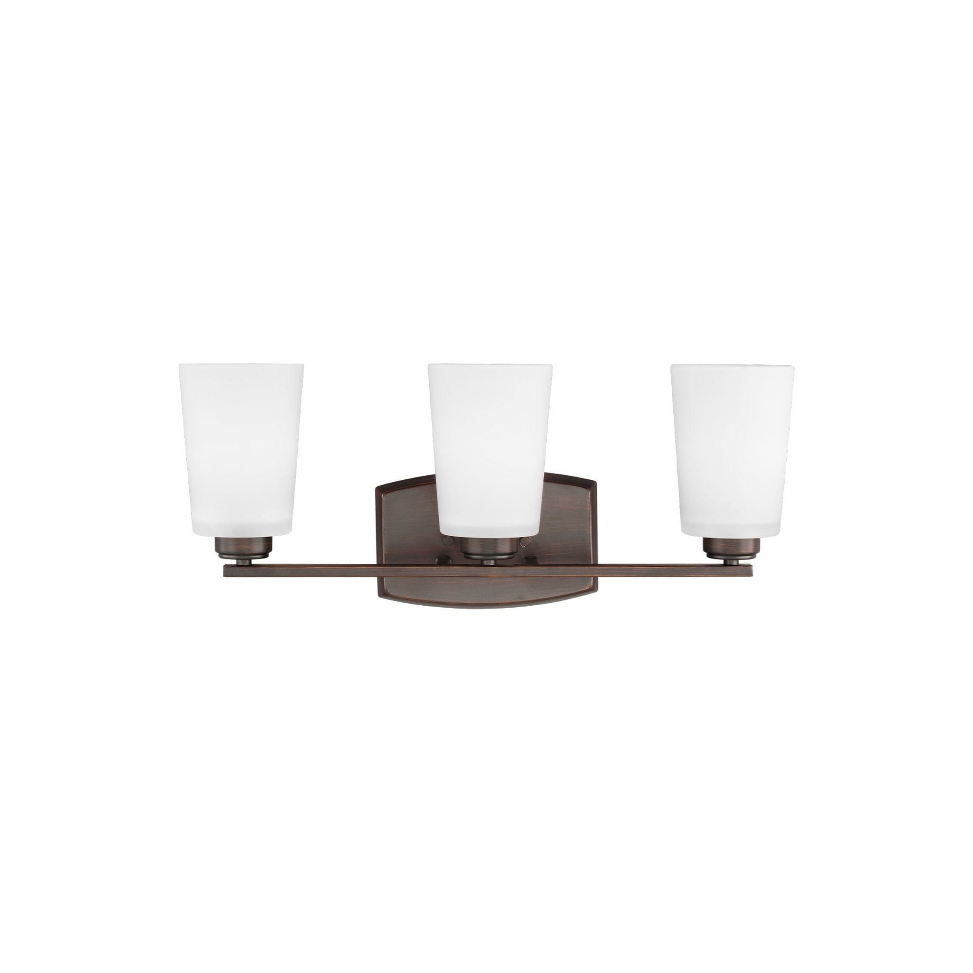 Franport Three Light Wall / Bath LED Traditional Fixture 21" Width 8.25" Height Steel Round Etched White Inside Shade in Bronze
