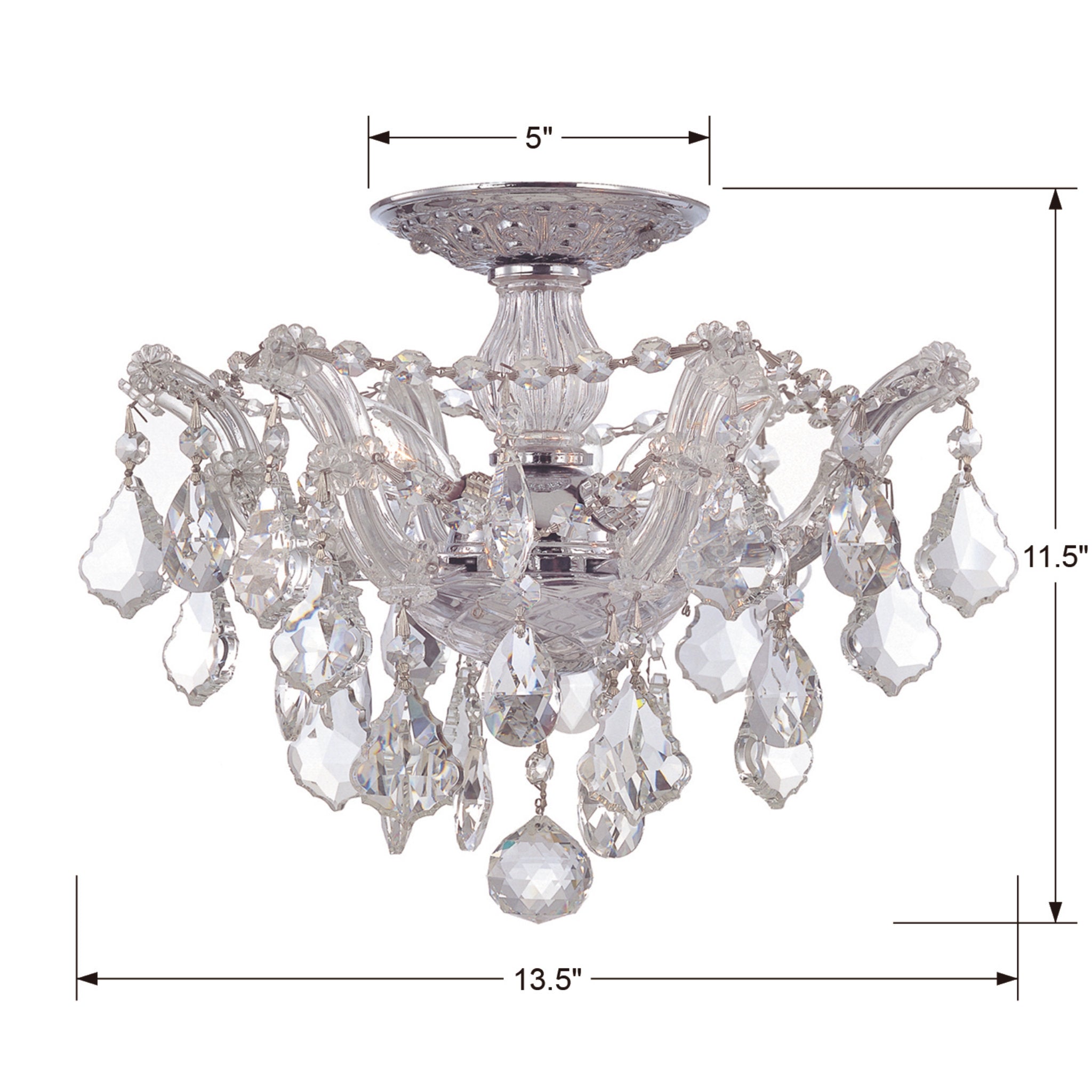 Maria Theresa 13.5'' Swarovski Strass Crystal Polished Chrome Semi Flush Mount Silver 13.5"W x 11.5"H x 13.5"D