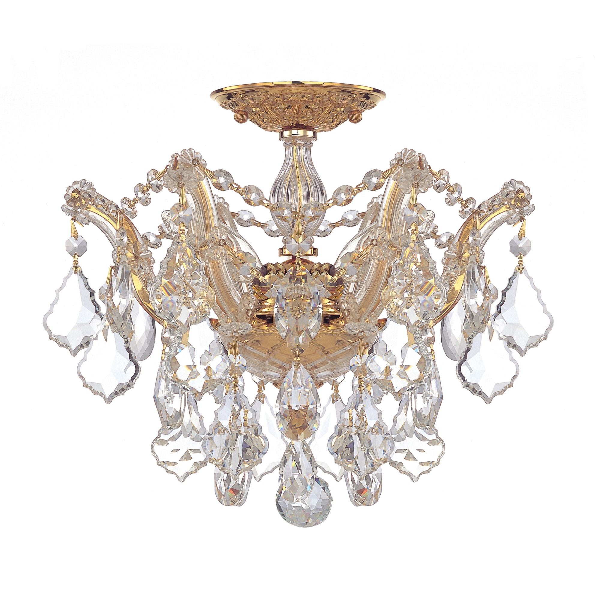 Maria Theresa 3 Light Hand Cut Crystal Gold Ceiling Mount