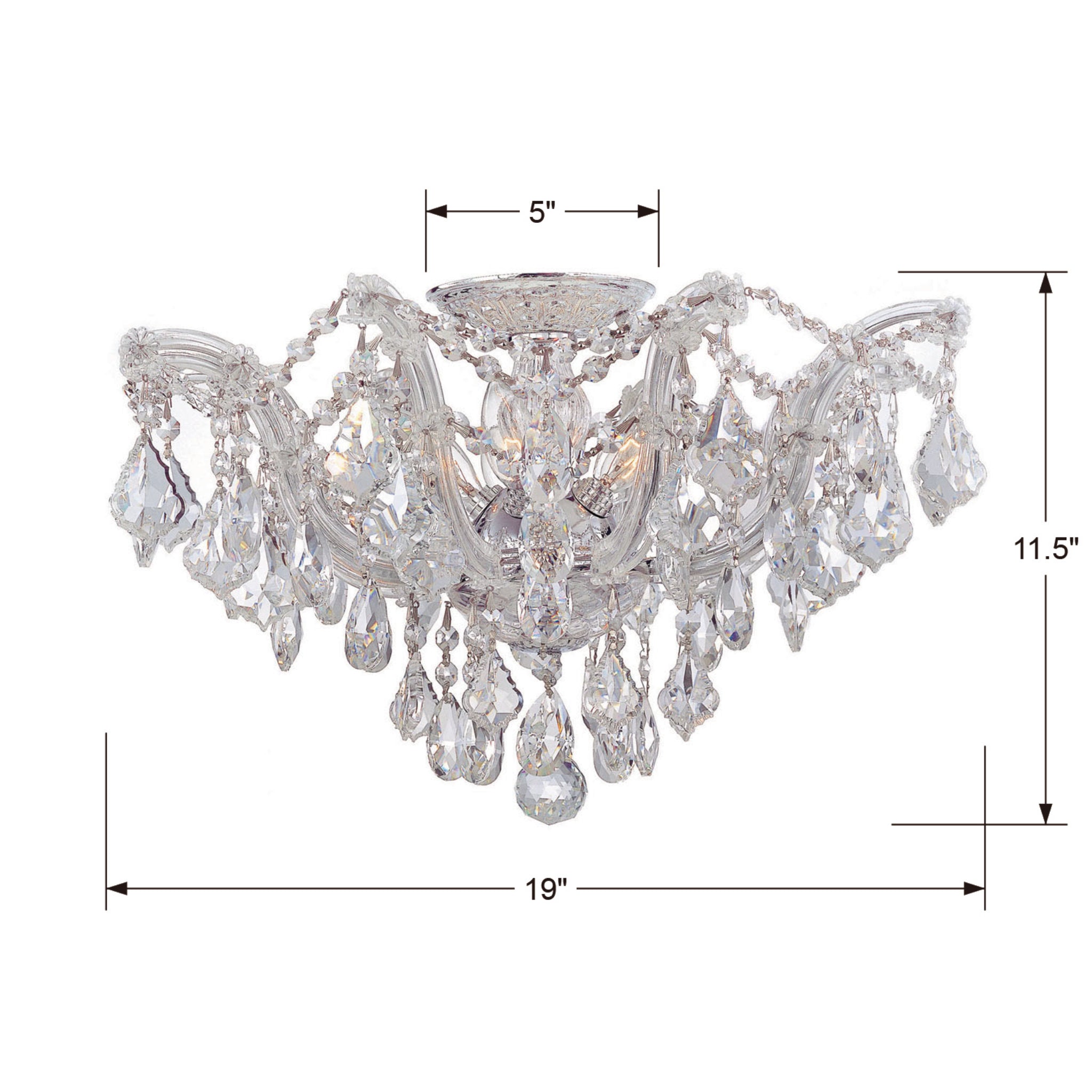 Crystorama 4437-CH-CL-S Maria Theresa 5 Light Swarovski Strass Crystal Chrome Semi-Flush