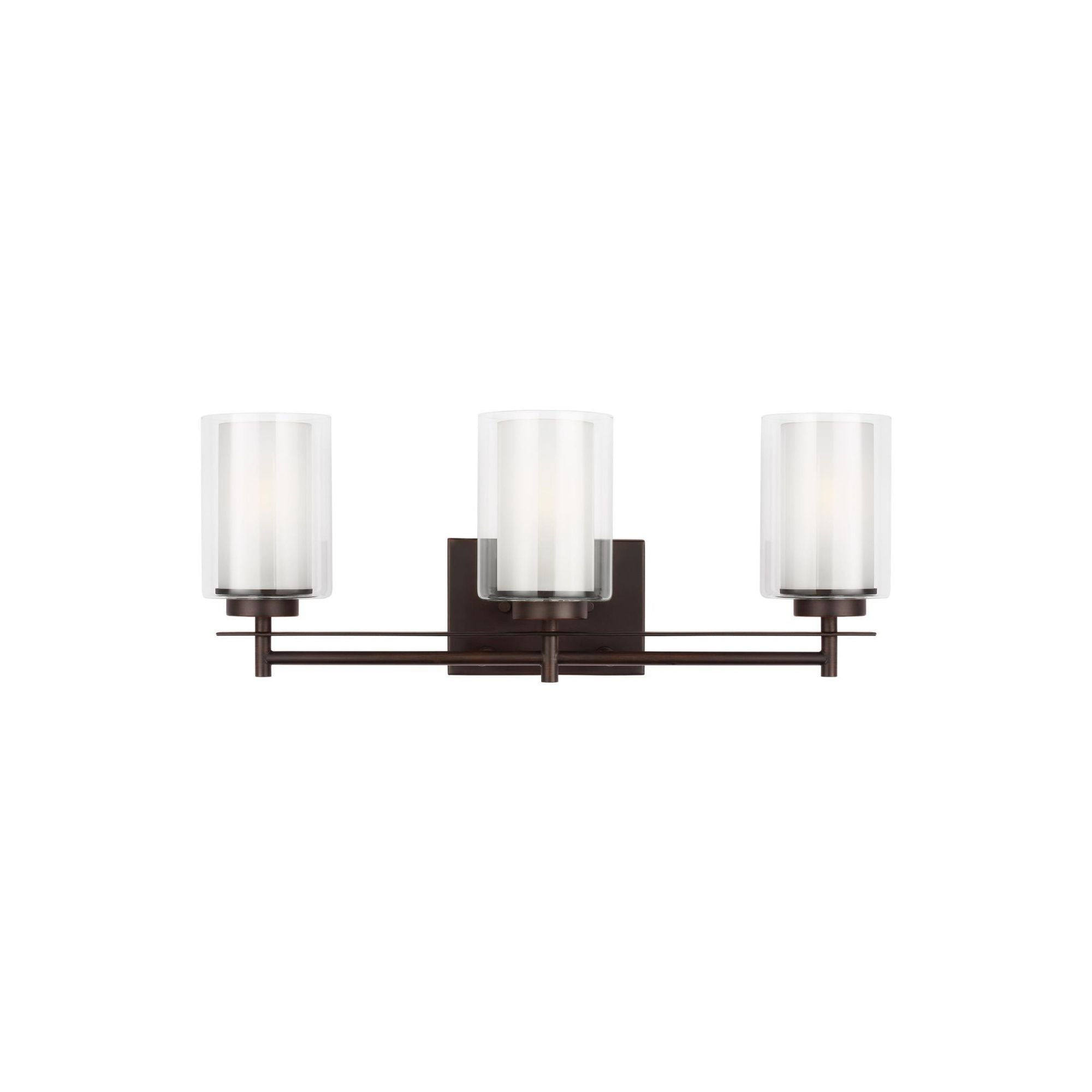 Elmwood Park Three Light Wall / Bath Traditional Fixture 22.25" Width 8.5" Height Steel Round Satin Etched Shade in Bronze