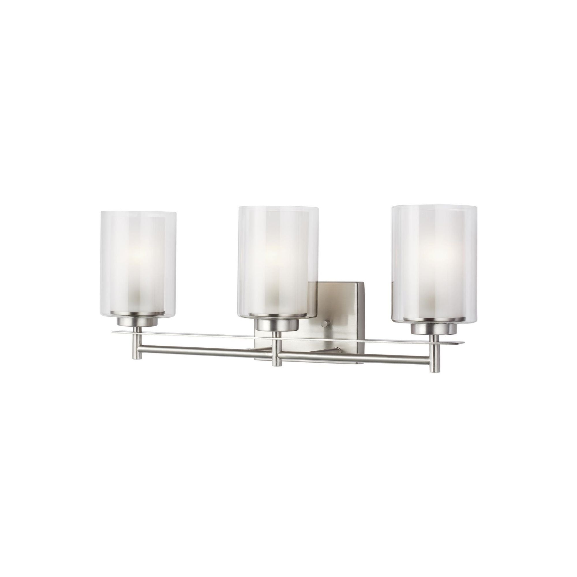 Elmwood Park Three Light Bath LED Traditional Wall Fixture 22.25" Width 8.5" Height Steel Round Satin Etched Shade in Brushed Nickel