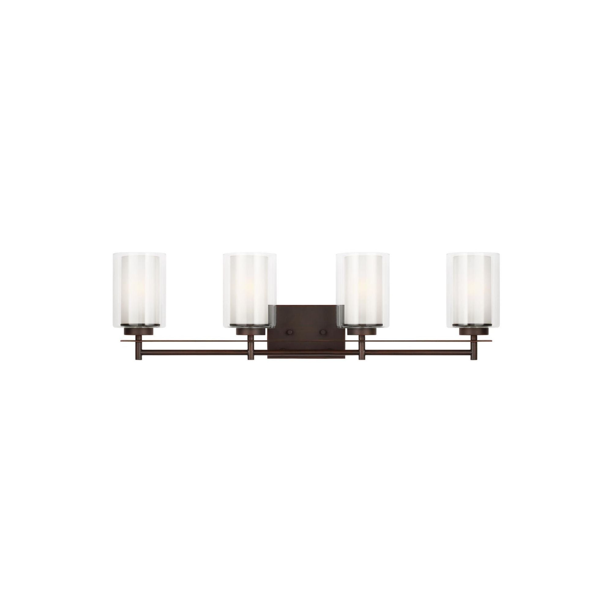 Elmwood Park Four Light Wall / Bath LED Traditional Fixture 31.25" Width 8.5" Height Steel Round Satin Etched Shade in Bronze