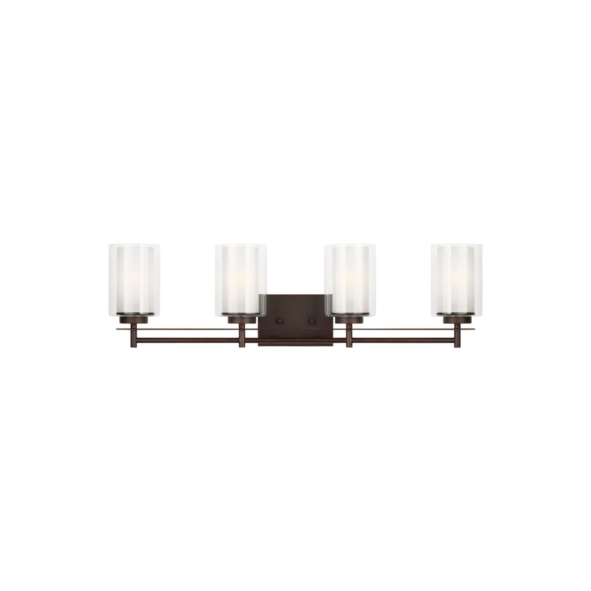 Elmwood Park Four Light Wall / Bath LED Traditional Fixture 31.25" Width 8.5" Height Steel Round Satin Etched Shade in Bronze