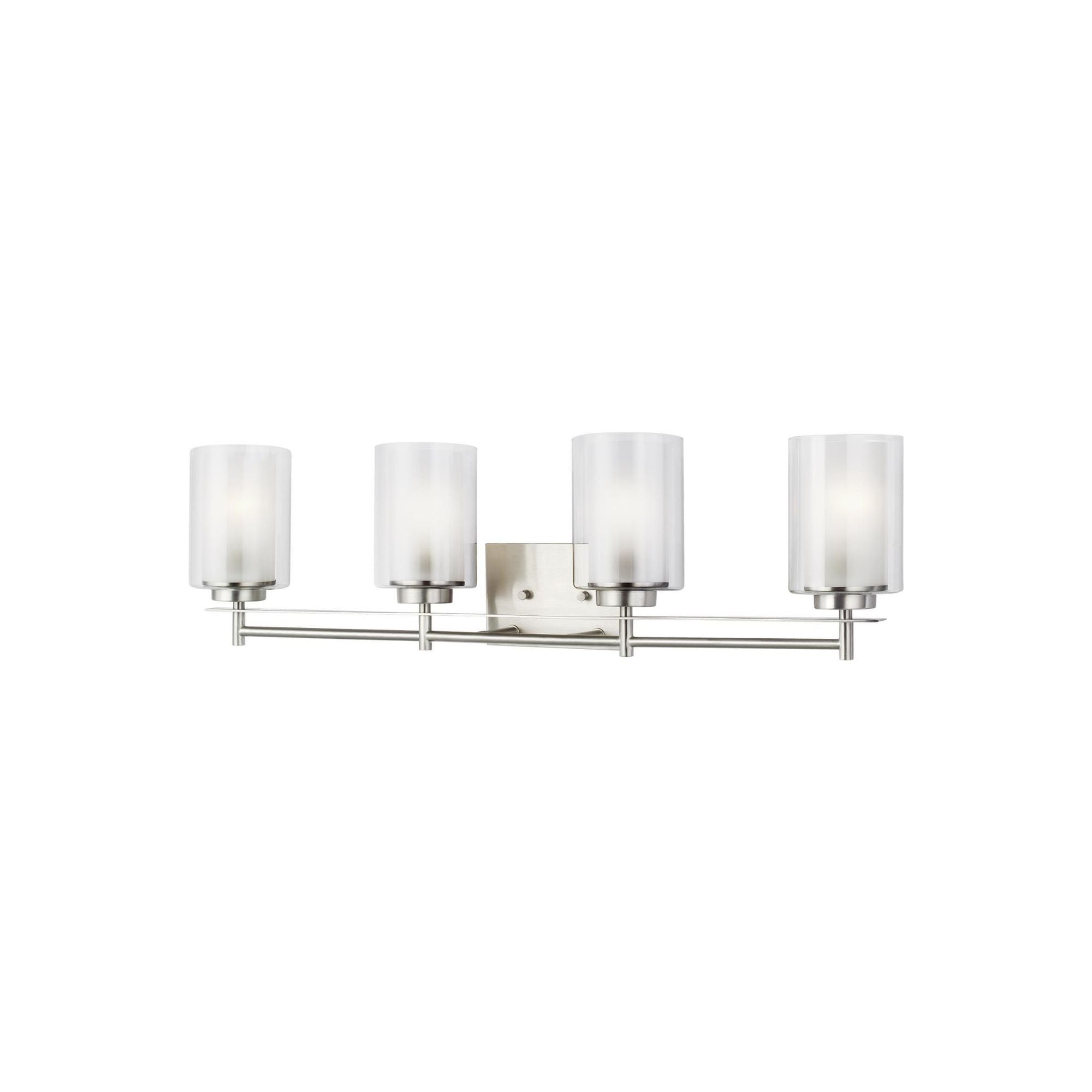 Elmwood Park Four Light Bath LED Traditional Wall Fixture 31.25" Width 8.5" Height Steel Round Satin Etched Shade in Brushed Nickel