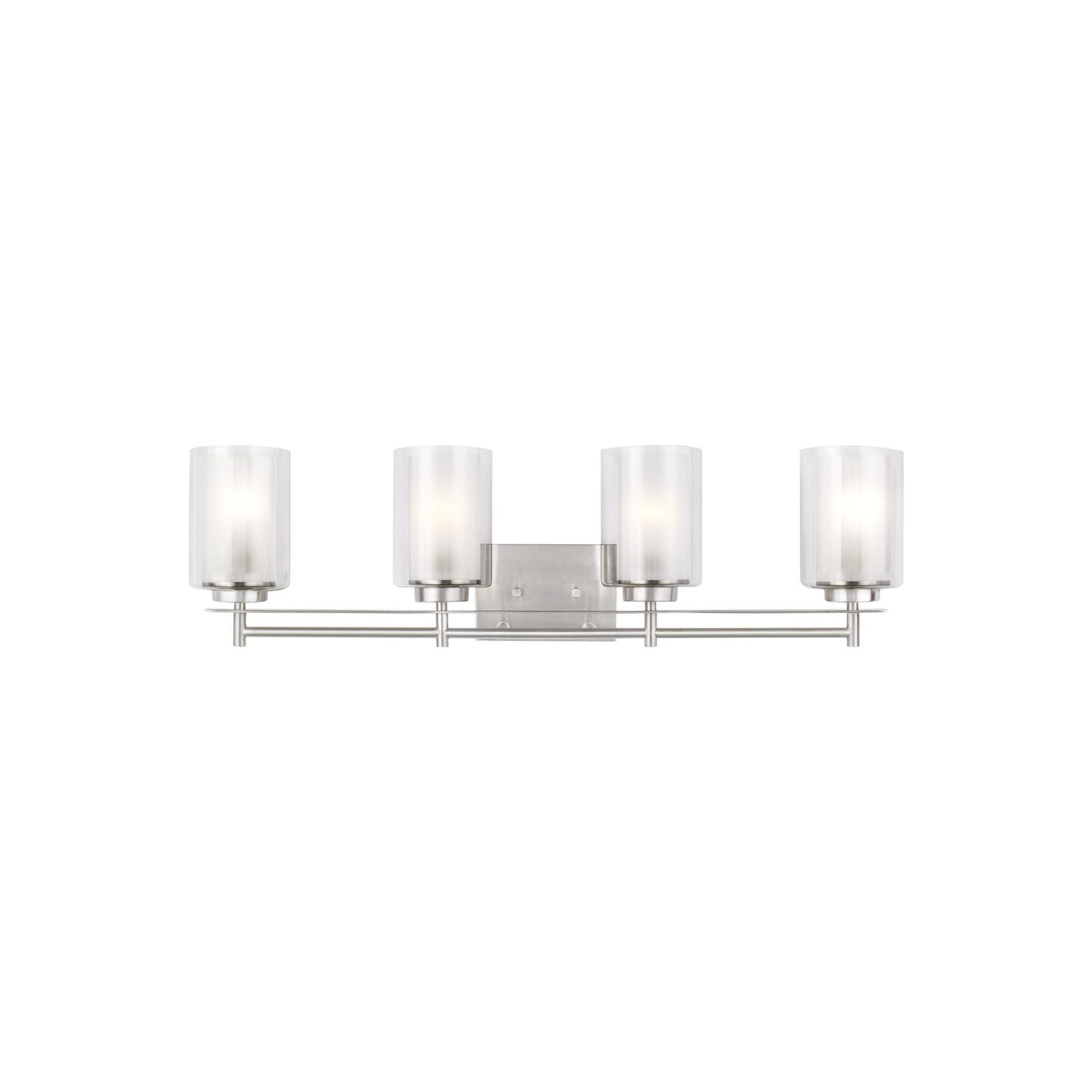 Elmwood Park Four Light Bath LED Traditional Wall Fixture 31.25" Width 8.5" Height Steel Round Satin Etched Shade in Brushed Nickel
