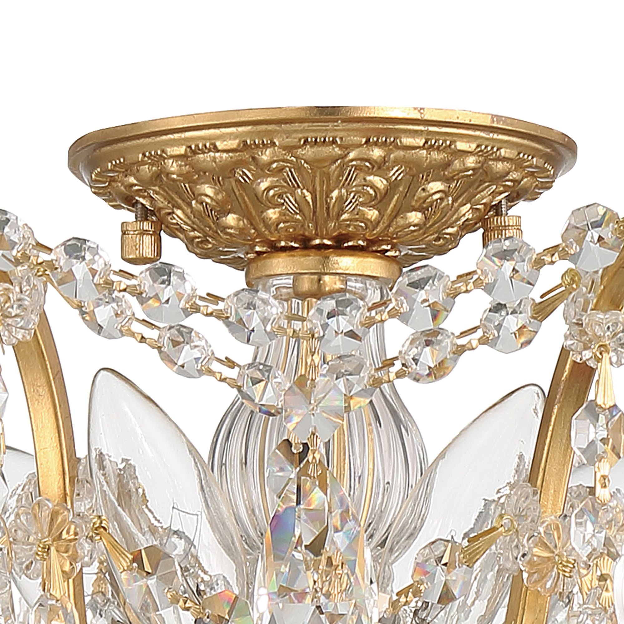 Filmore 5 Light Hand Cut Crystal Antique Gold Ceiling Mount