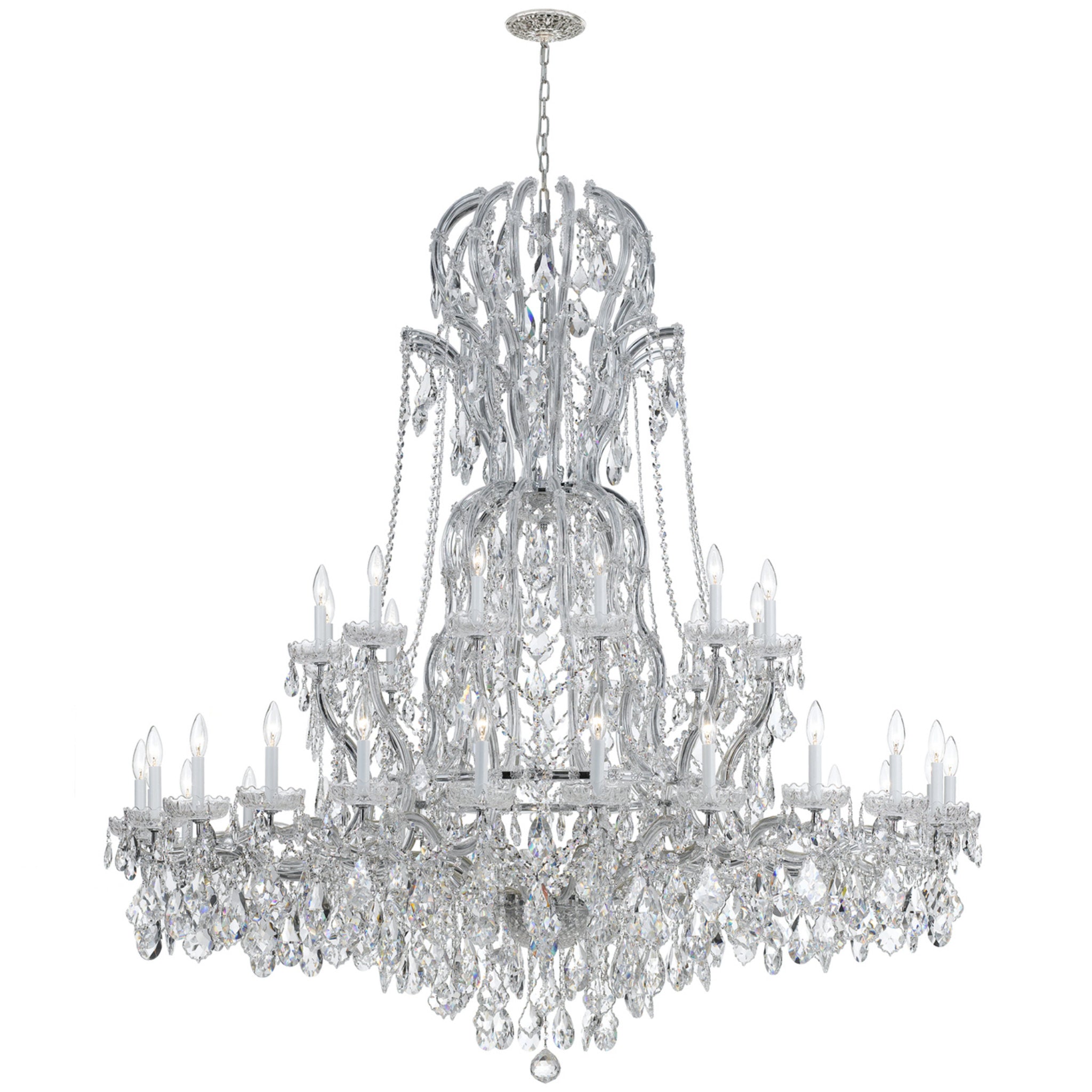 Maria Theresa 64'' Hand Cut Crystal Polished Chrome Chandelier Silver 64"W x 66"H x 64"D