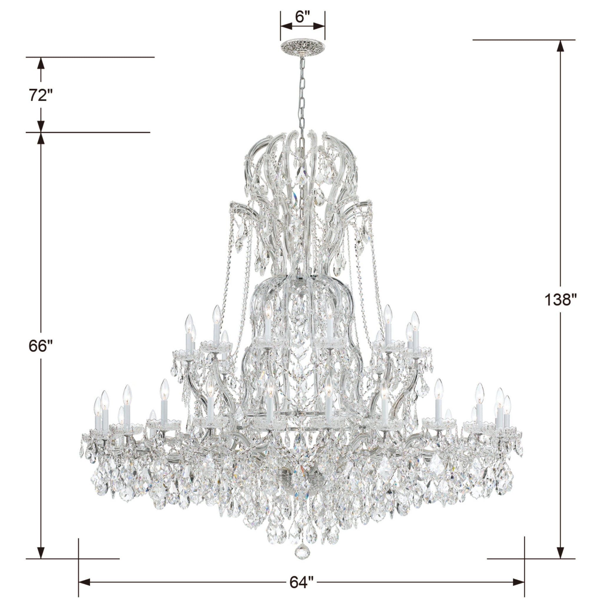 Maria Theresa 64'' Hand Cut Crystal Polished Chrome Chandelier Silver 64"W x 66"H x 64"D