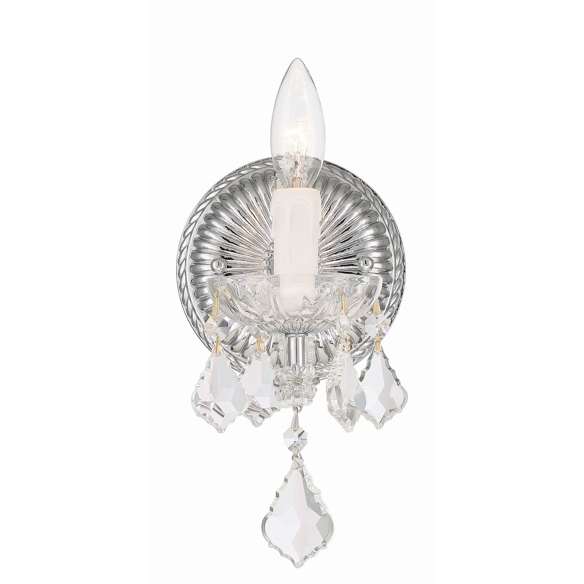 Maria Theresa 1 Light Hand Cut Crystal Polished Chrome Sconce Hand Cut Crystal 6"W x 11.5"H x 8"D