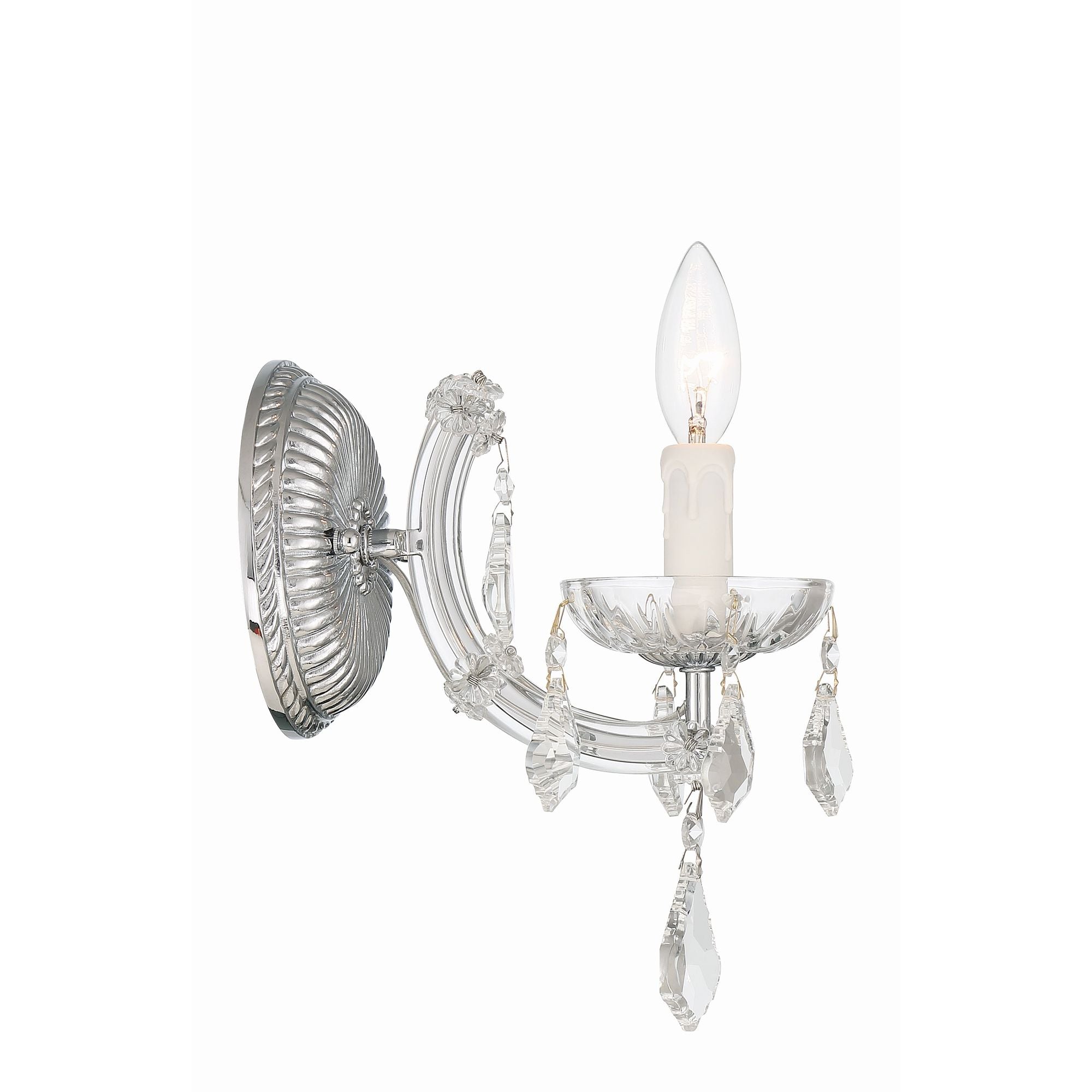 Maria Theresa 1 Light Hand Cut Crystal Polished Chrome Sconce Hand Cut Crystal 6"W x 11.5"H x 8"D