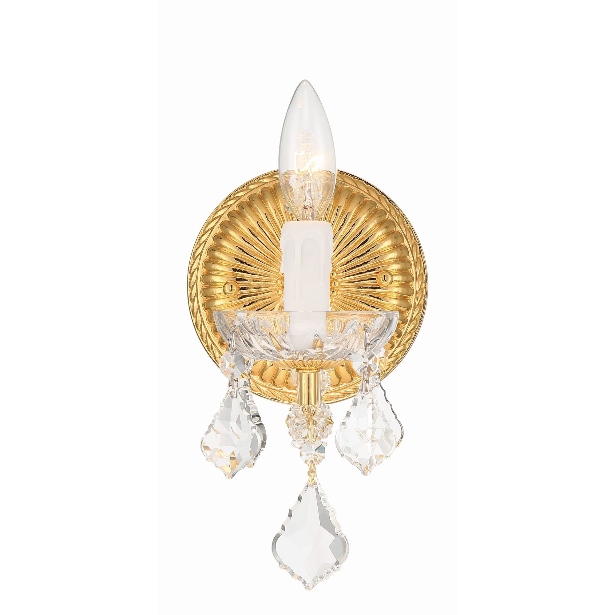 Maria Theresa 1 Light Hand Cut Crystal Gold Sconce