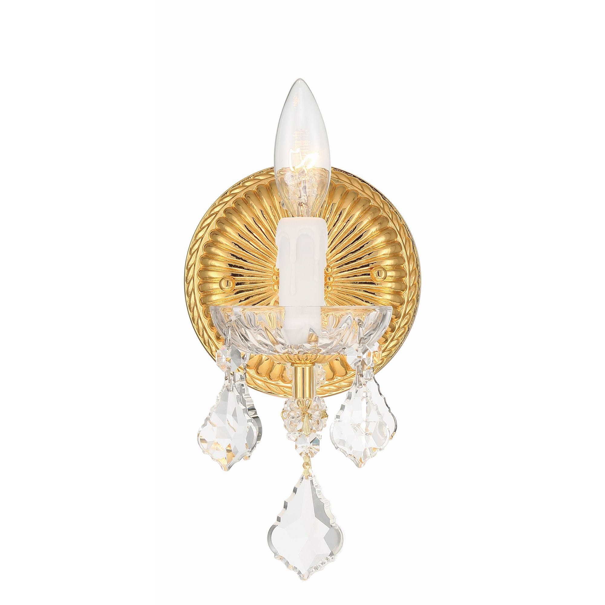 Maria Theresa 1 Light Hand Cut Crystal Gold Sconce Hand Cut Crystal 6"W x 11.5"H x 8"D