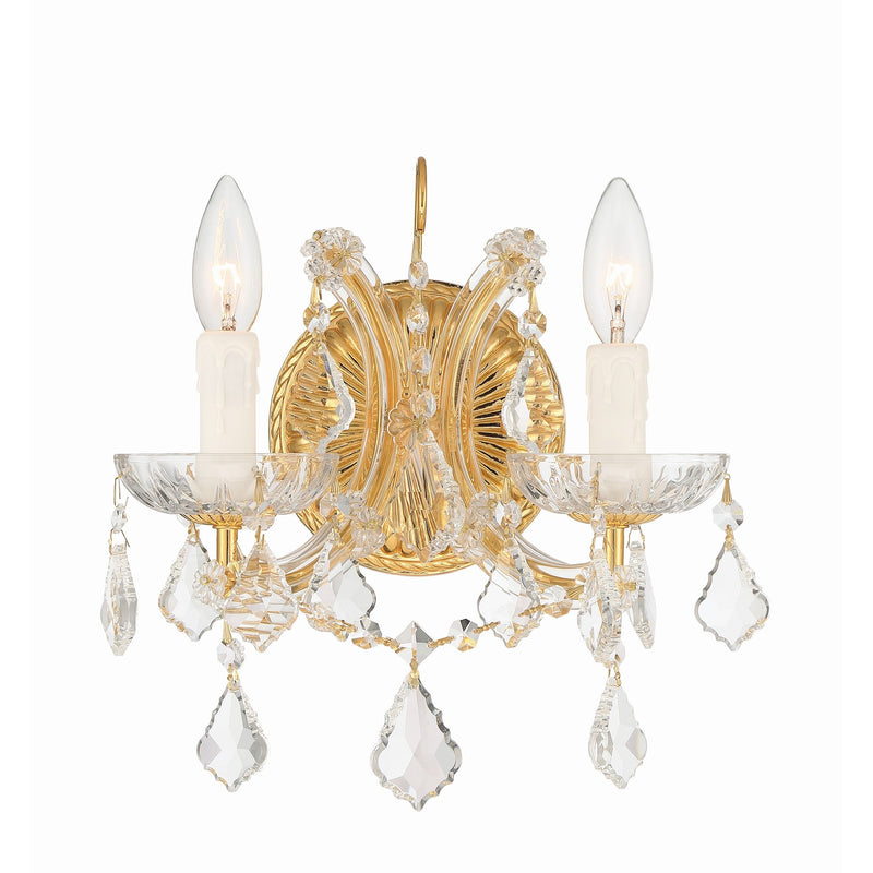 Maria Theresa 2 Light Hand Cut Crystal Gold Sconce