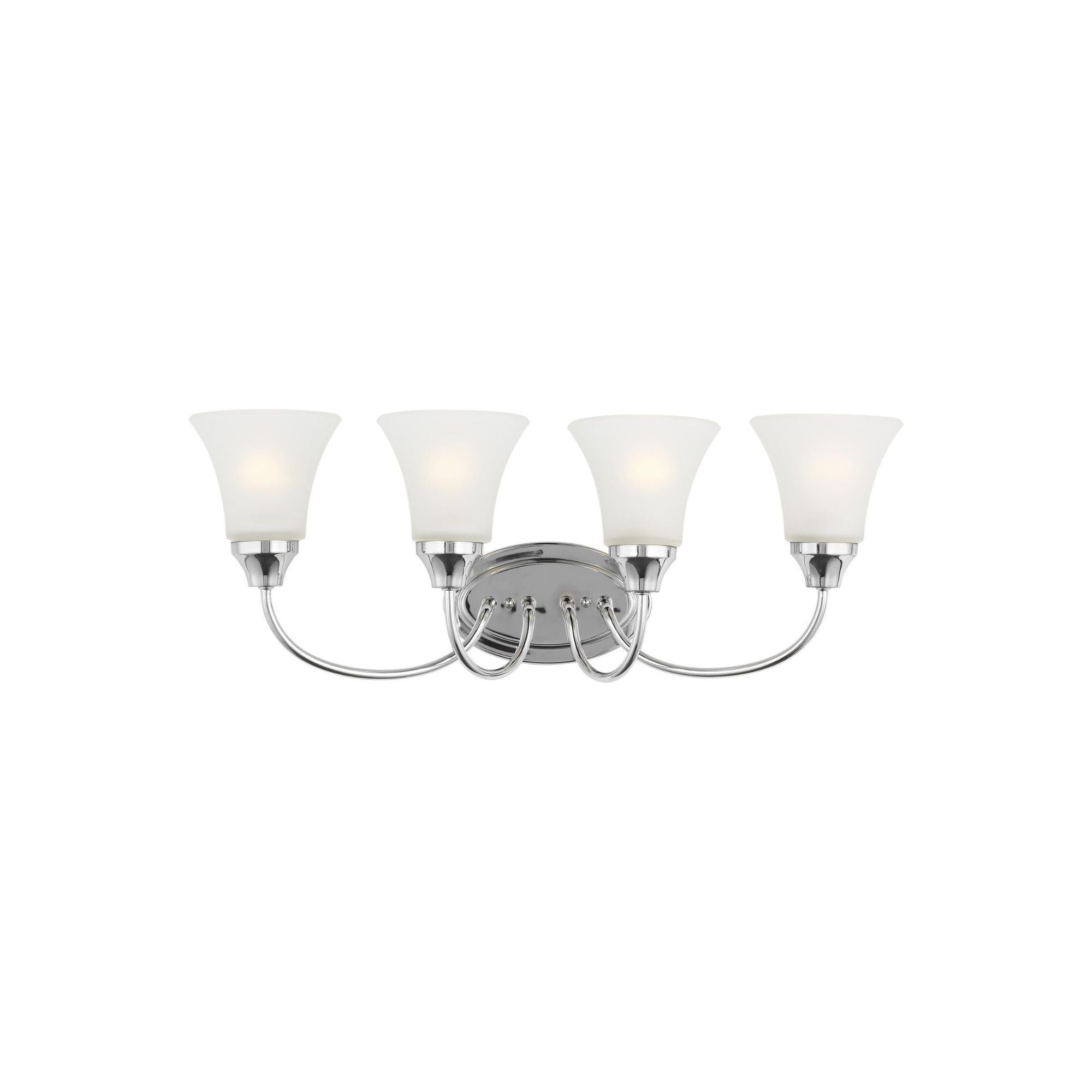 Holman Four Light Wall / Bath LED Traditional Fixture 24.5" Width 9" Height Steel Round Satin Etched Shade in Chrome