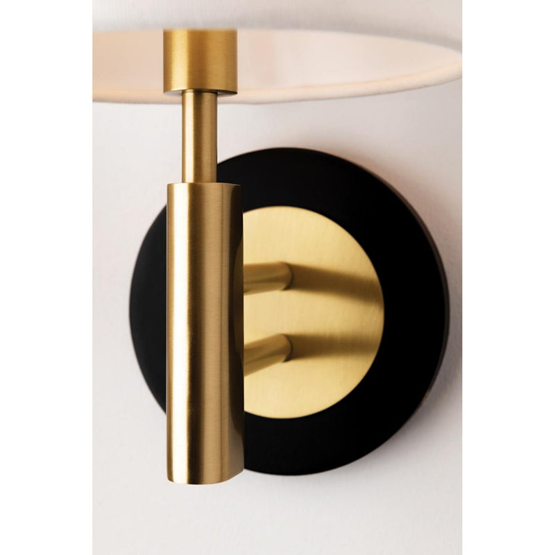 Robbie 1 Light Wall Sconce in Aged Brass/Black