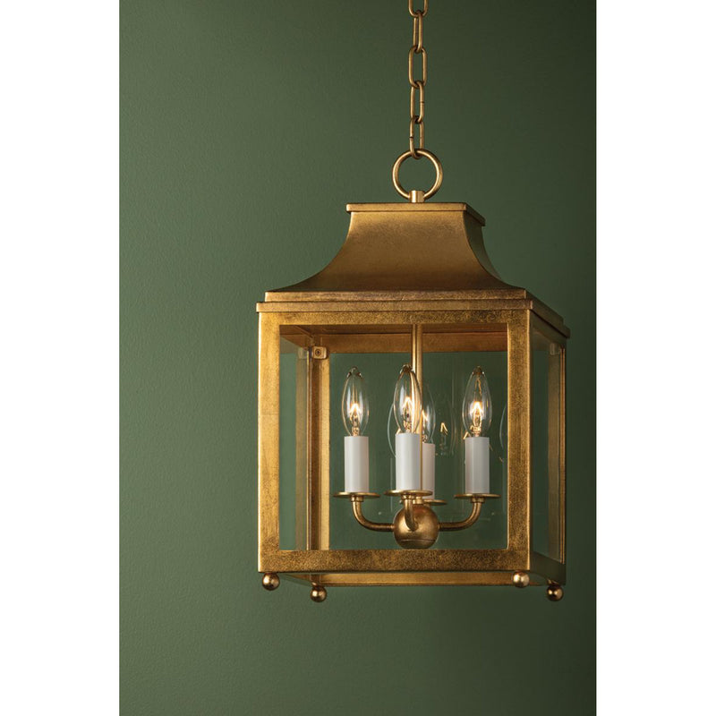 Leigh 4 Light Lantern in Aged Brass/Soft Off White