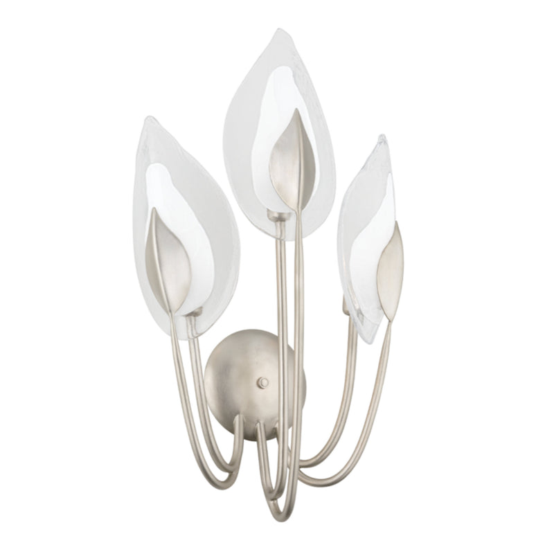 Blossom 3 Light Wall Sconce in Silver Leaf