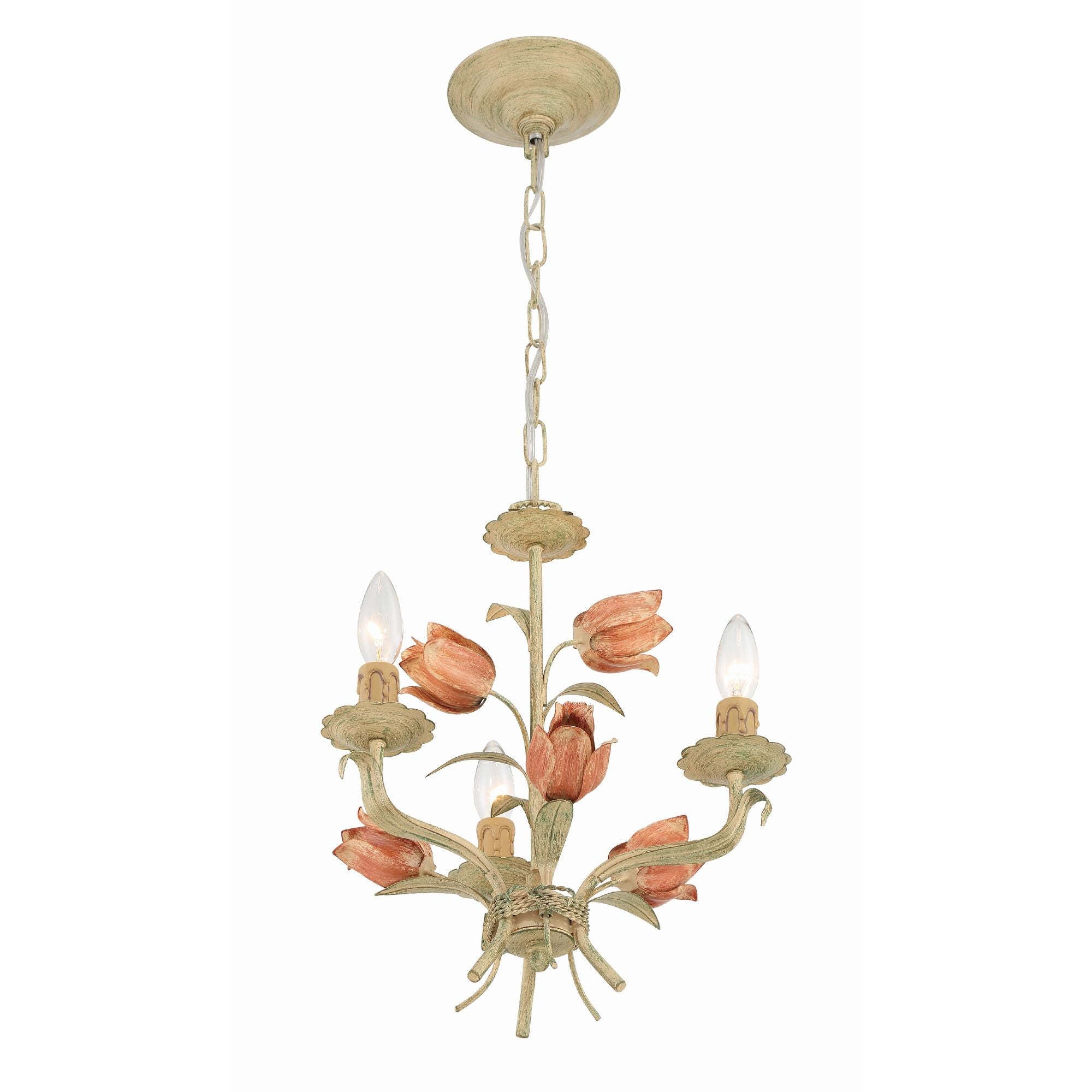 Southport 3 Light Sage Rose Mini Chandelier 14"W x 15"H x 14"D