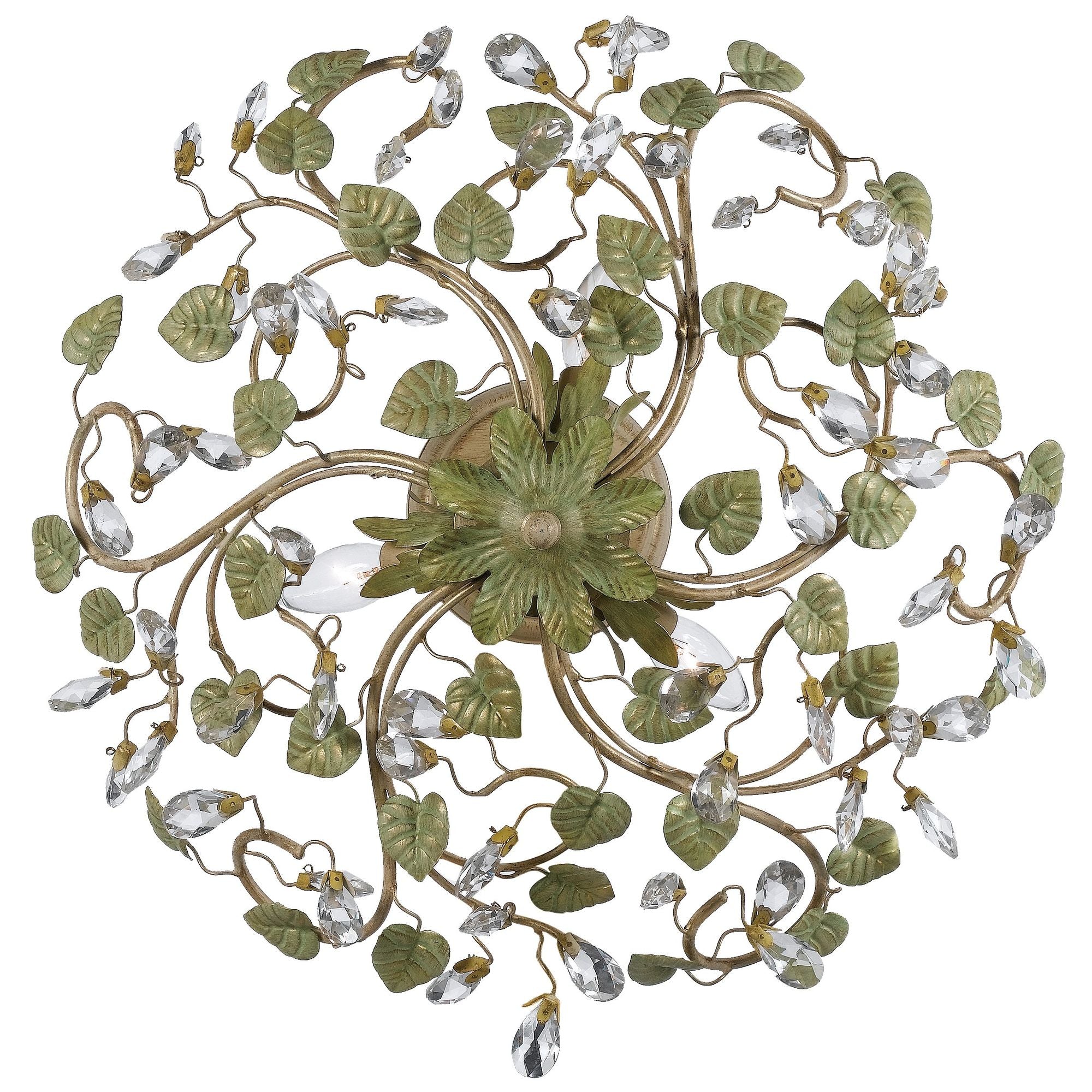 Josie 5 Light Champagne Green Tea Semi Flush Mount Hand Cut Crystal 20.5"W x 8.75"H x 20.5"D