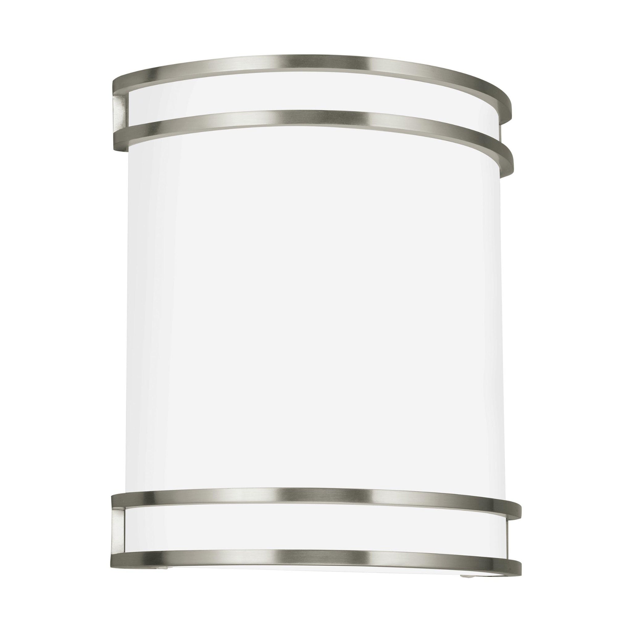 Ravel LED Wall Sconce Modern Bath Fixture 9.5" Width 10.5" Height Steel Rectangular Satin White Shade in Brushed Nickel