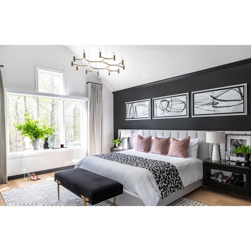 Nexus 12 Light Chandelier in Satin Silver Leaf