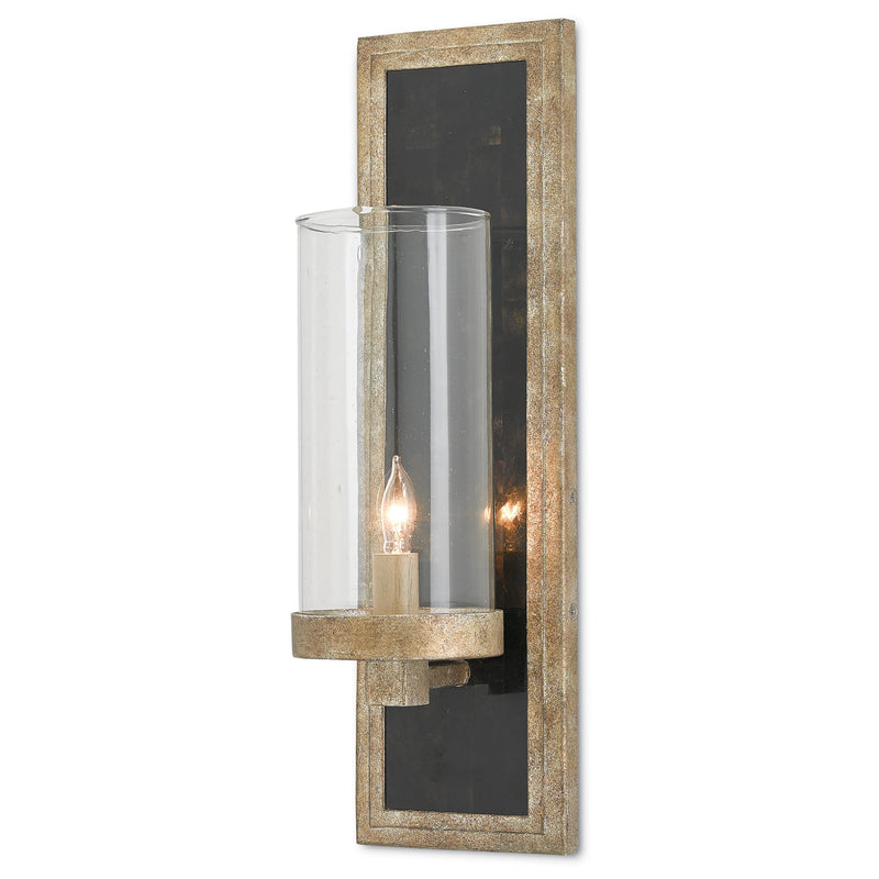 Charade Silver Wall Sconce - Antique Silver Leaf/Black Penshell Crackle
