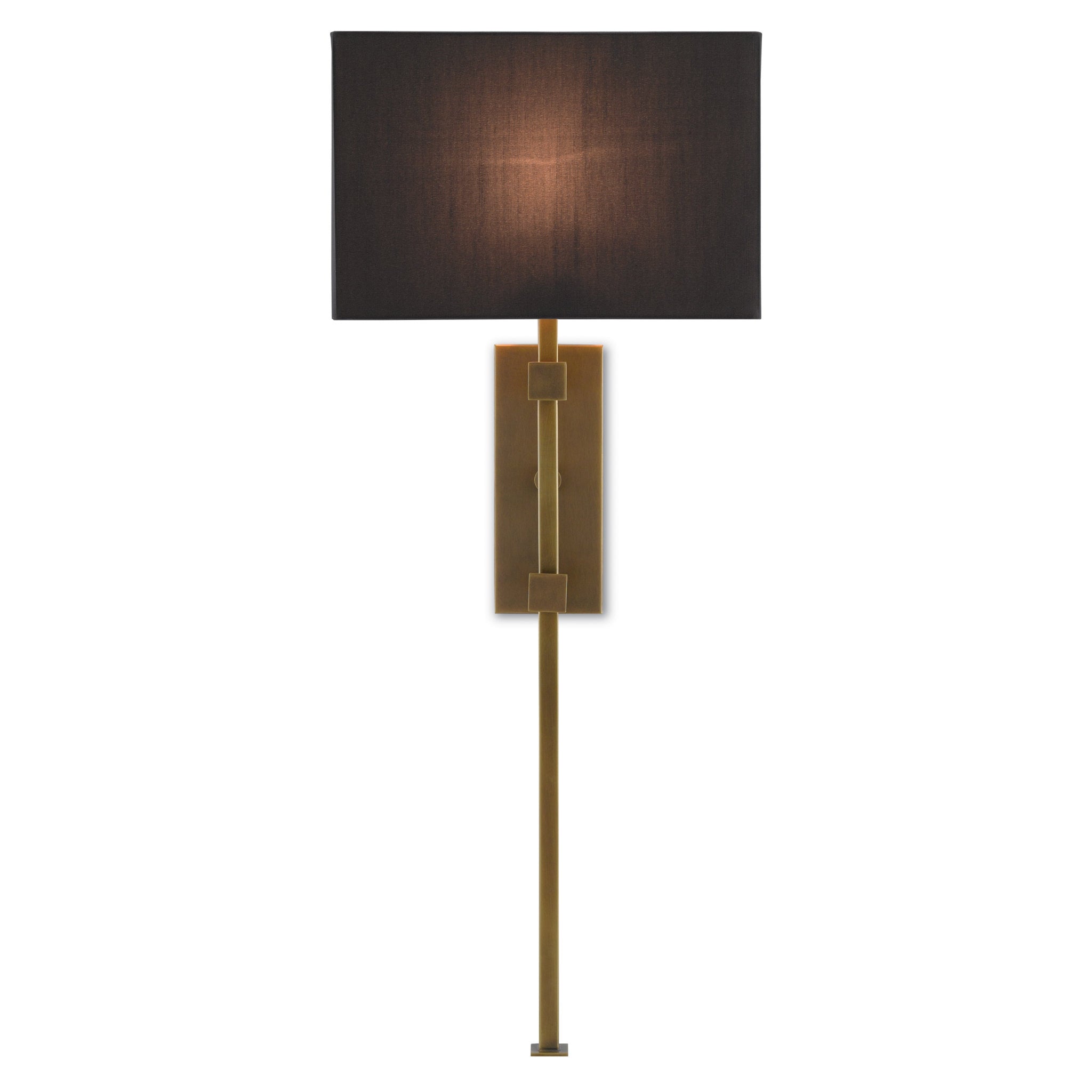 Edmund Brass Wall Sconce, Black Shade - Antique Brass