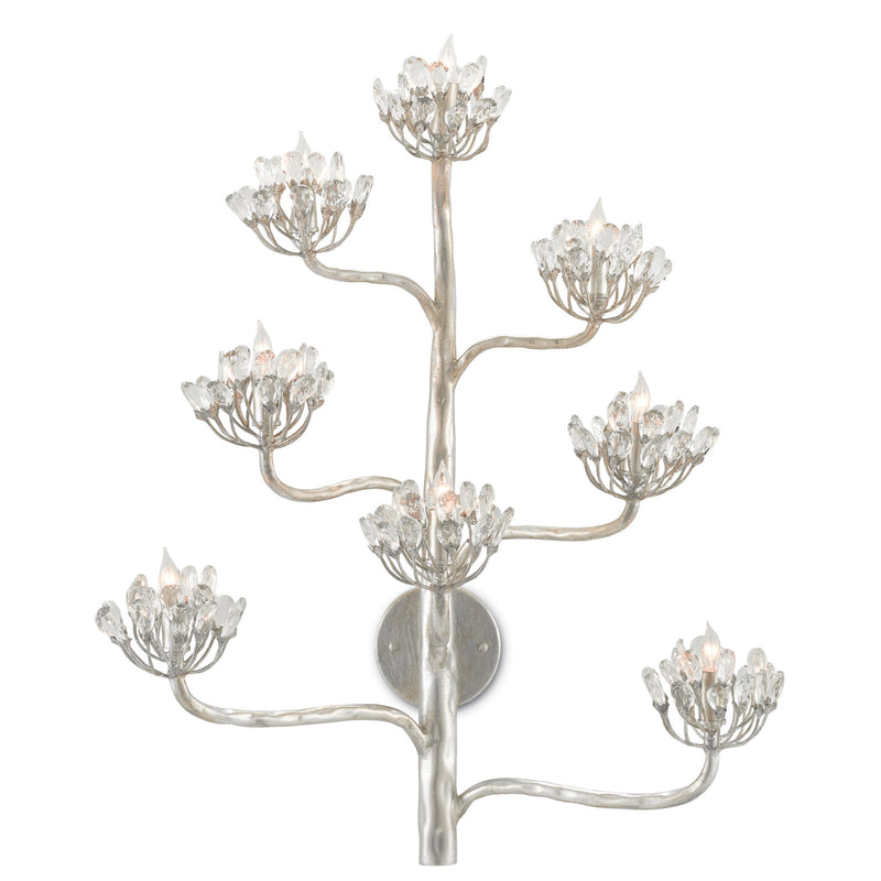 Agave Americana Silver Wall Sconce - Contemporary Silver Leaf