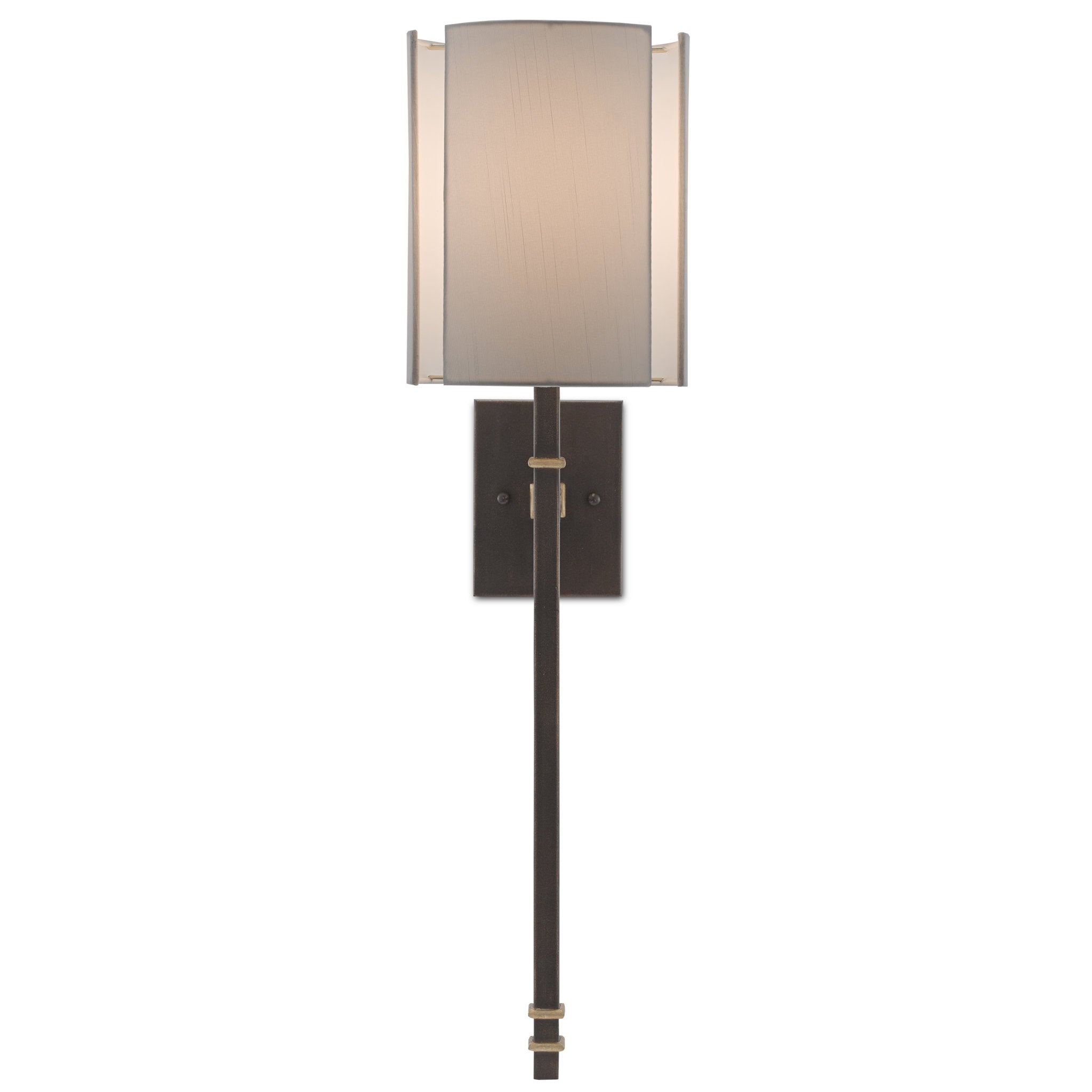 Rocher Bronze Wall Sconce, White Shade - Hand Rubbed Bronze/Contemporary Gold Leaf