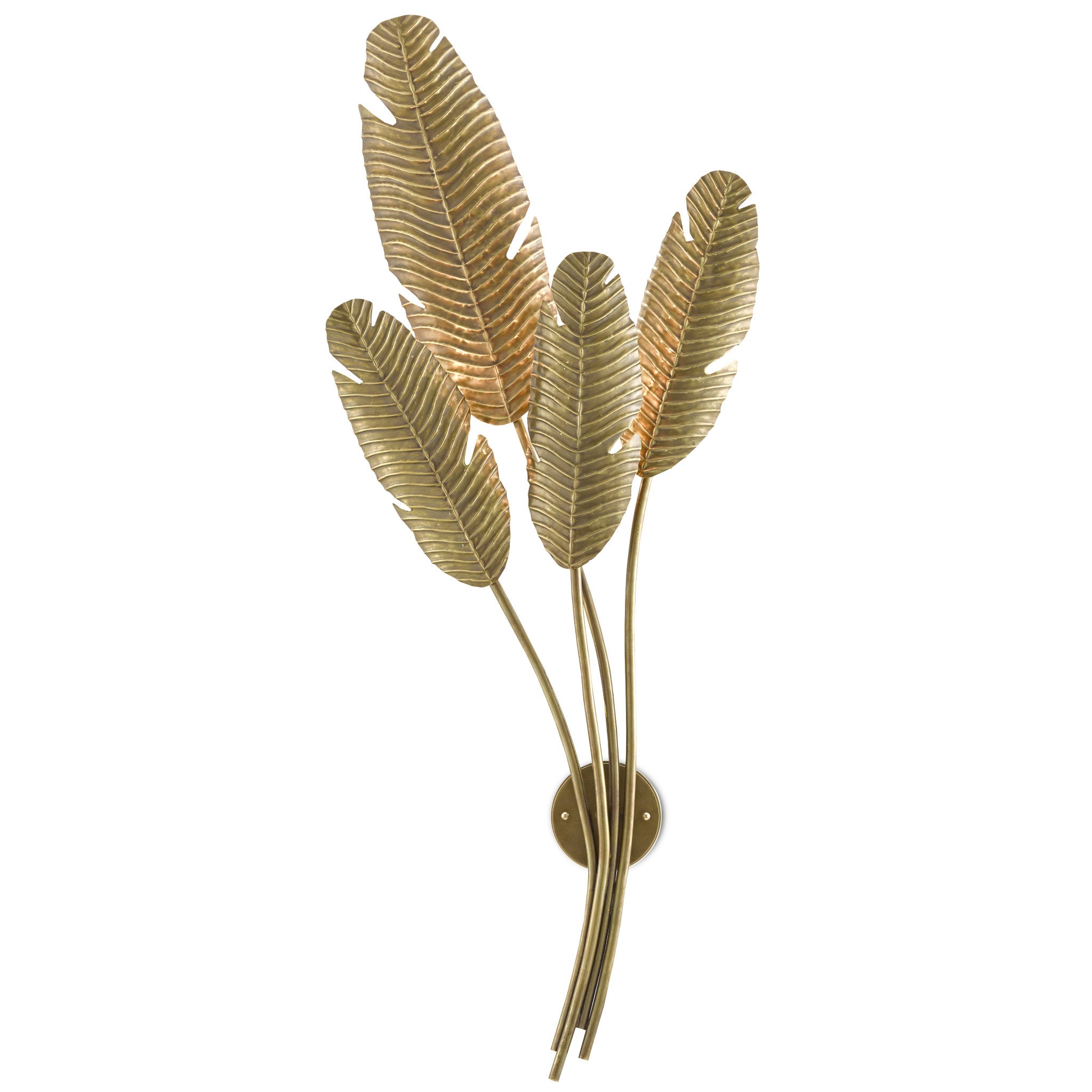 Tropical Brass Multi-Leaf Wall Sconce - Vintage Brass