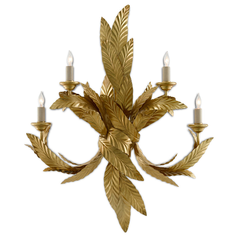 Apollo Gold Twisted Leaf Wall Sconce - Contemporary Gold Leaf