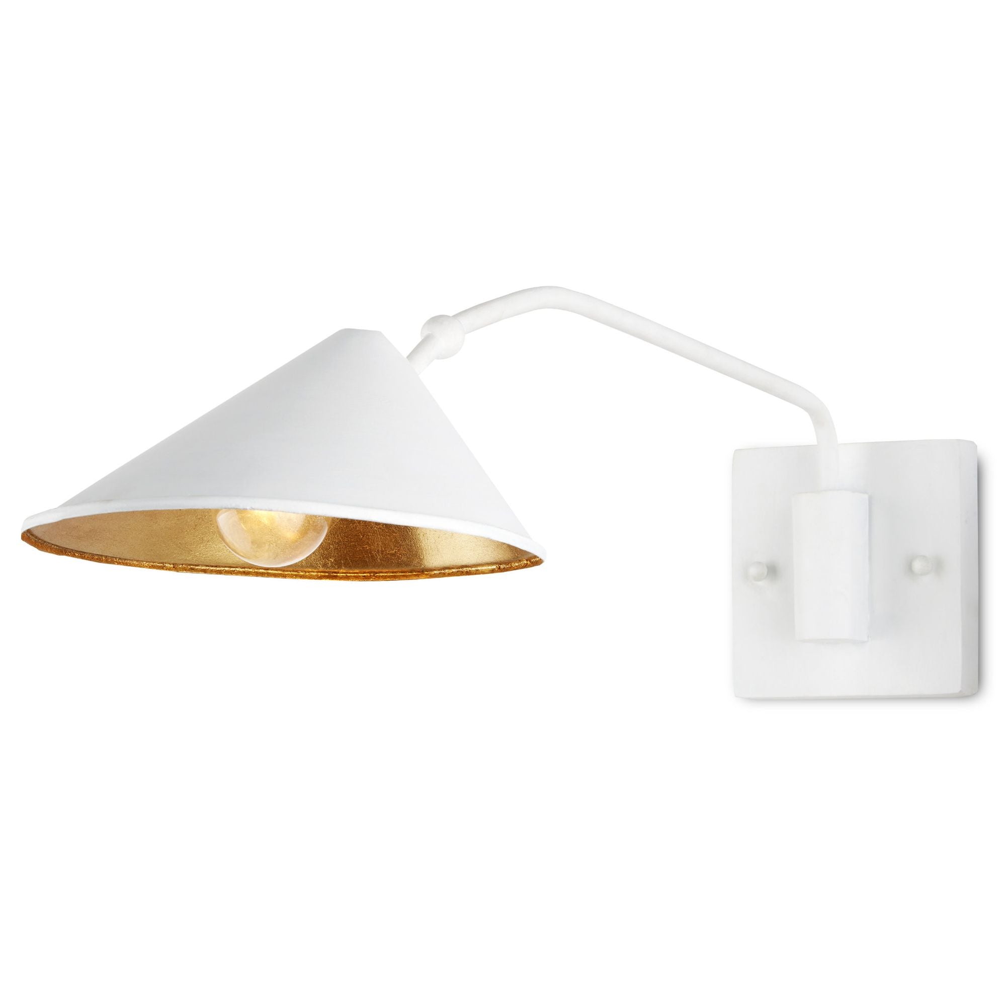 Serpa Whilte Single Swing-Arm Wall Sconce - Gesso White/Contemporary Gold Leaf