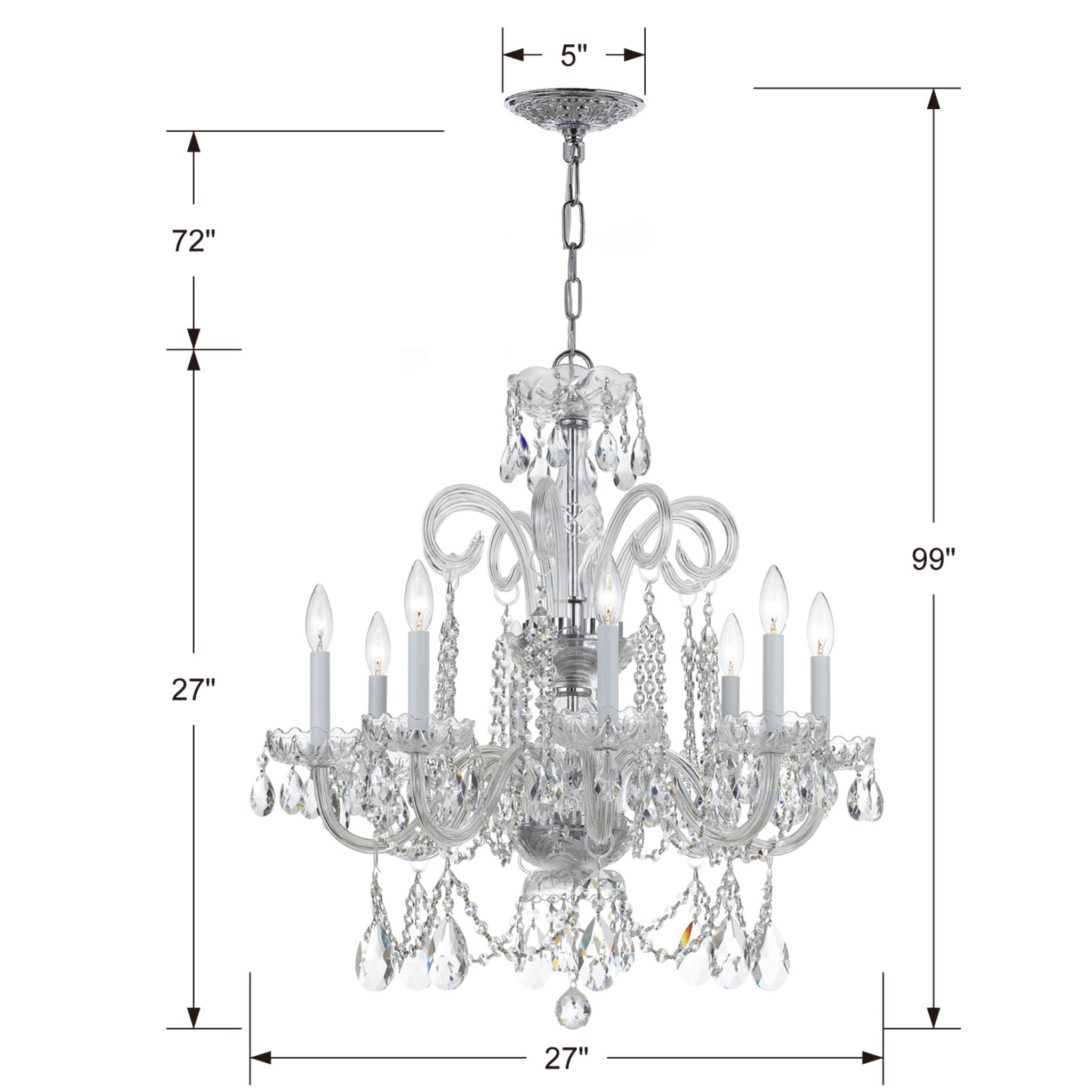 Traditional Crystal 27'' Hand Cut Crystal Polished Chrome Chandelier Silver 27"W x 27"H x 27"D