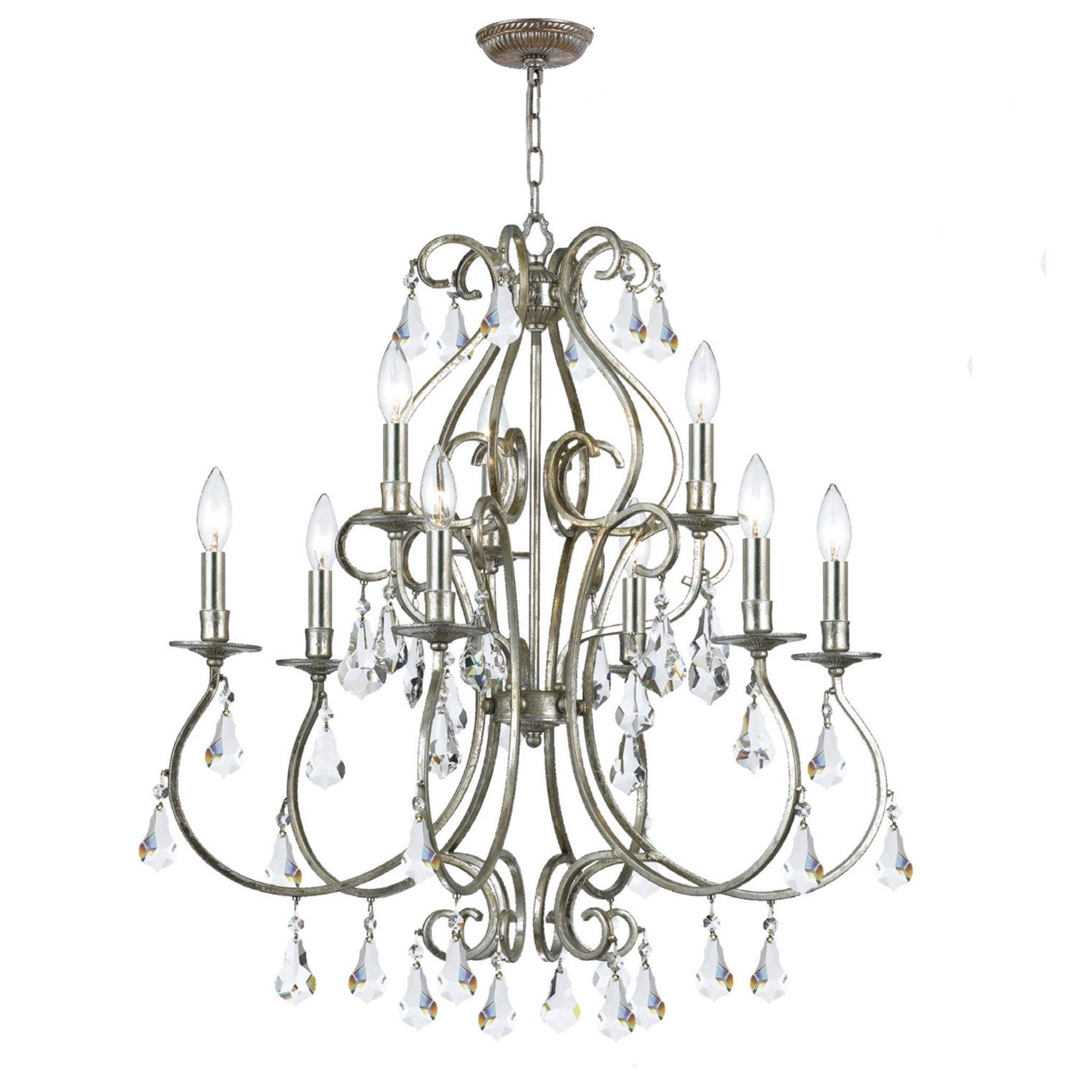Crystorama 5019-OS-CL-S Ashton 9 Light Olde Silver Chandelier