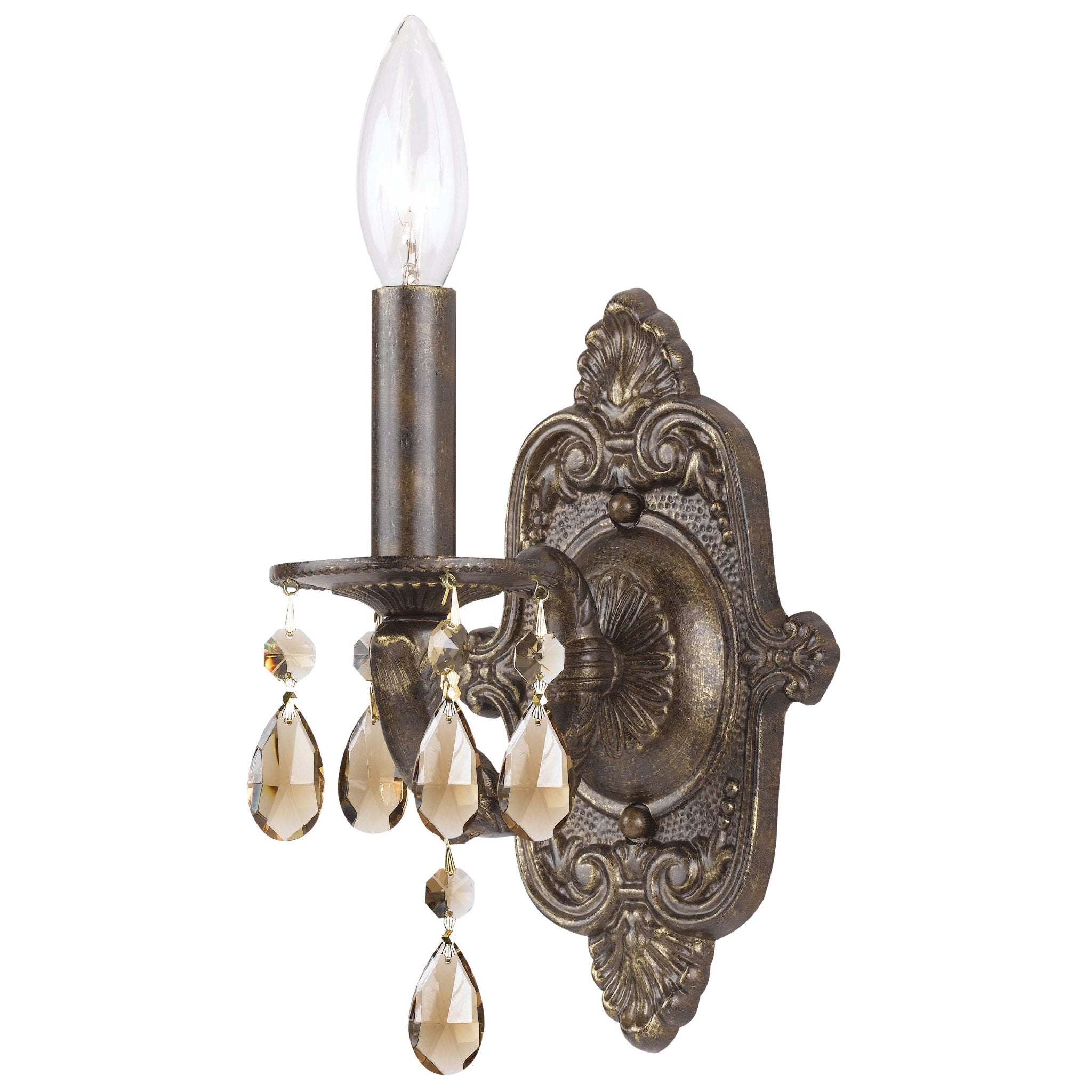 Paris Market 6.25'' Golden Teak Hand Cut Crystal Venetian Bronze Sconce Bronze 6.25"W x 10"H x 6.5"D