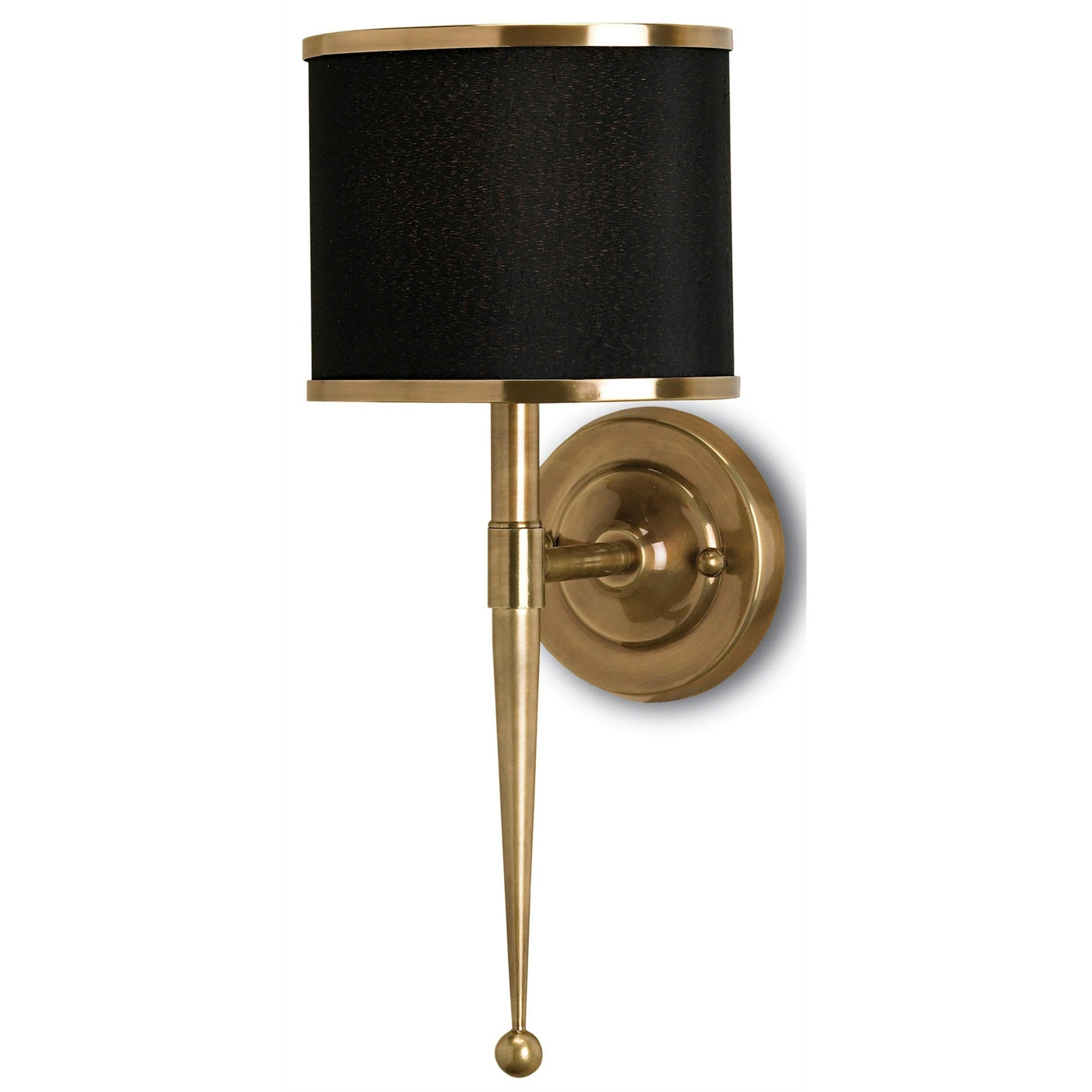 Primo Brass Wall Sconce, Black Shade - Brass
