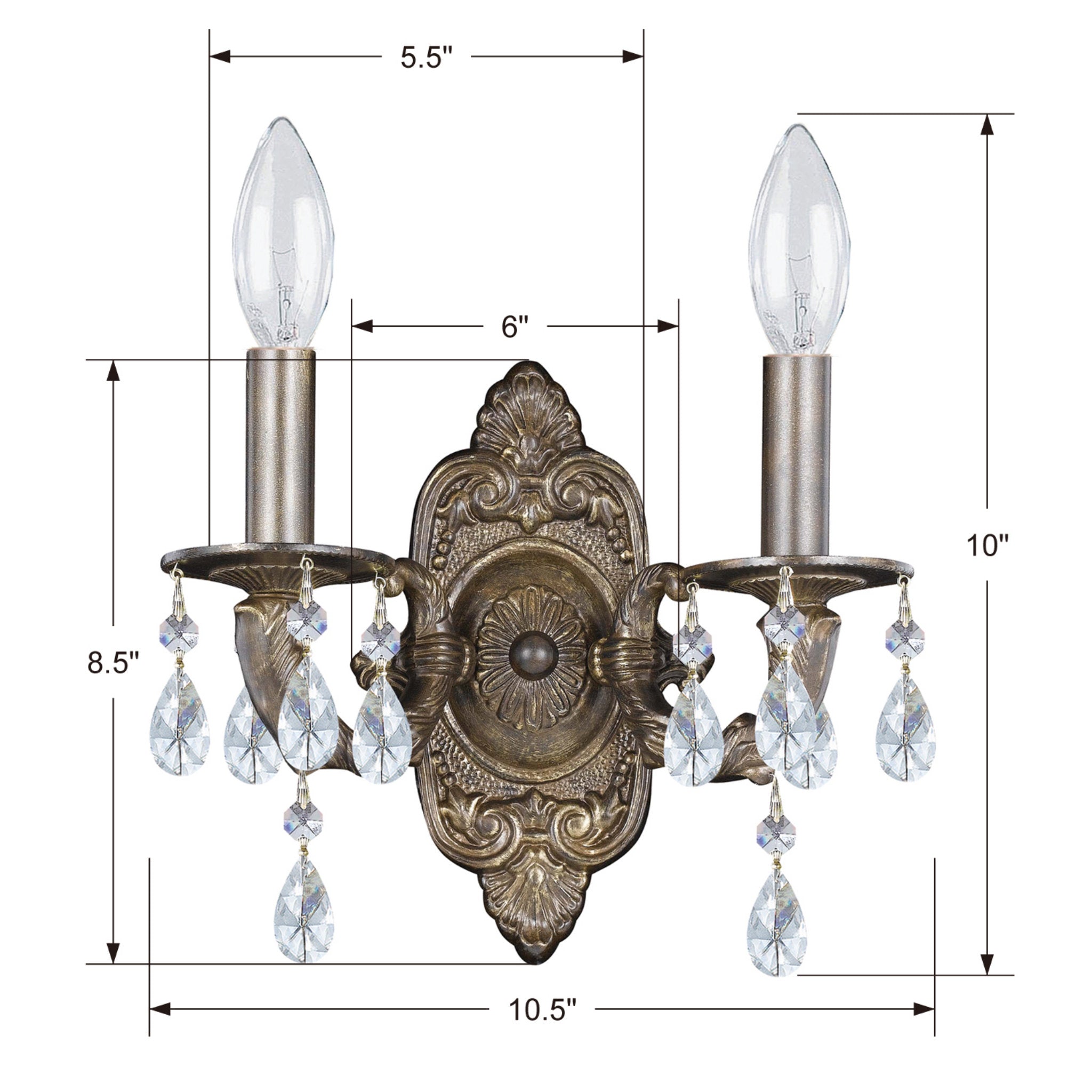 Paris Market 10'' Hand Cut Crystal Venetian Bronze Sconce Bronze 10"W x 9.5"H x 5"D