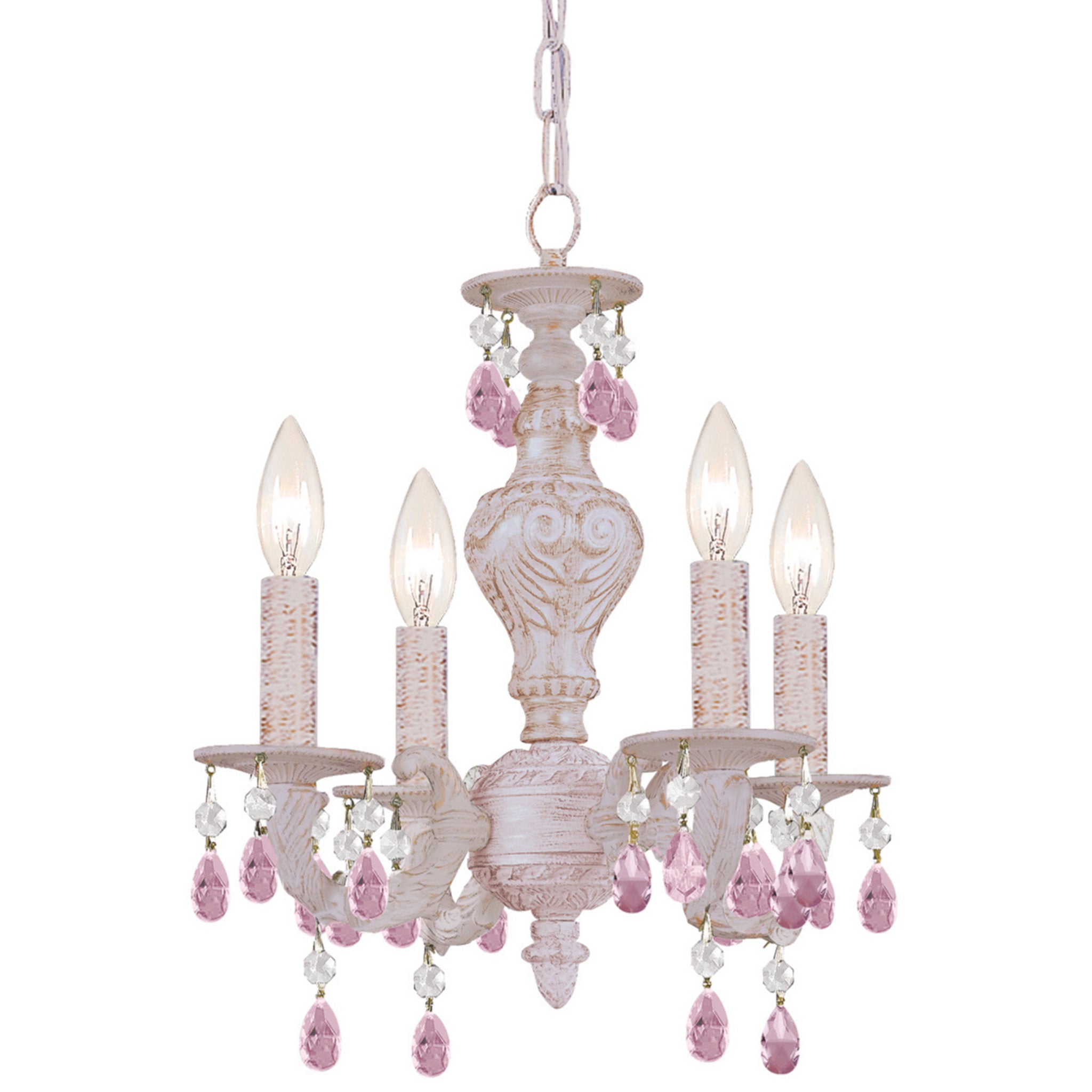 Paris Market 13.5'' Rose Crystal Antique White Chandelier White 13.5"W x 15"H x 13.5"D