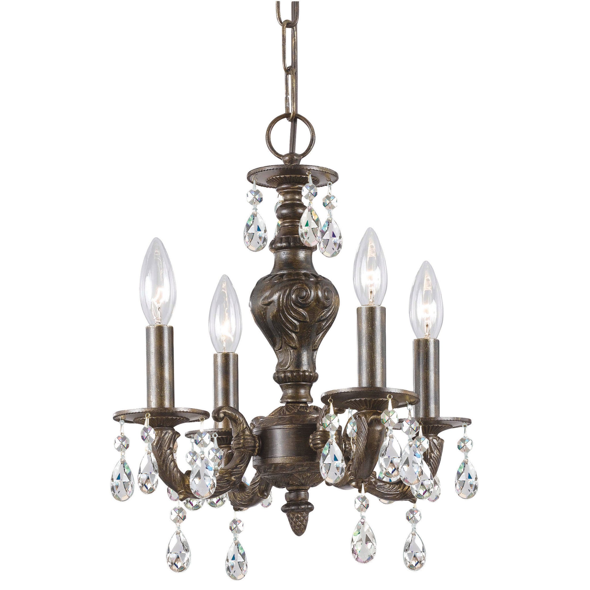 Paris Market 13.5'' Hand Cut Crystal Venetian Bronze Chandelier Bronze 13.5"W x 15"H x 13.5"D